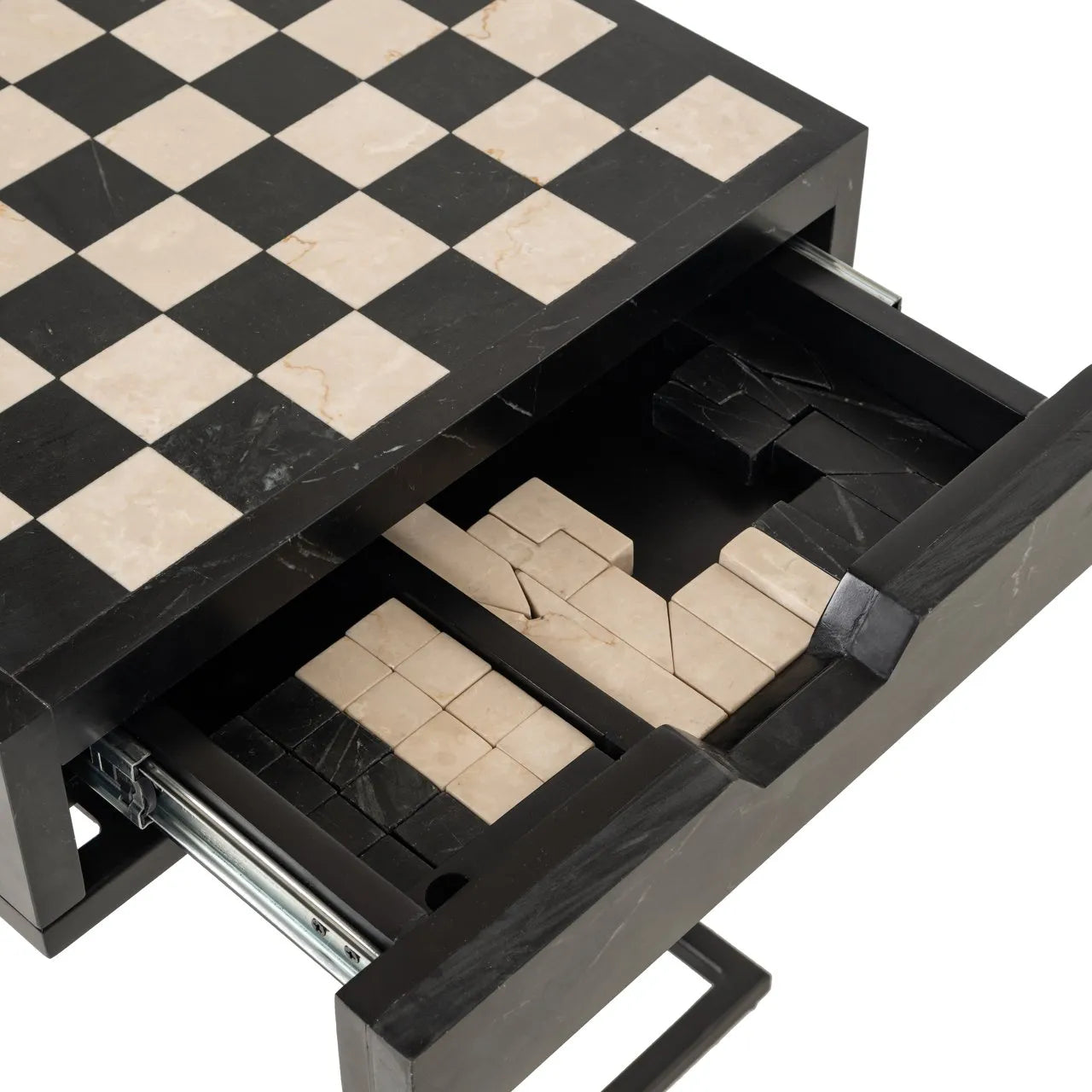 Richmond Interiors Davos Black Chessboard Side Table