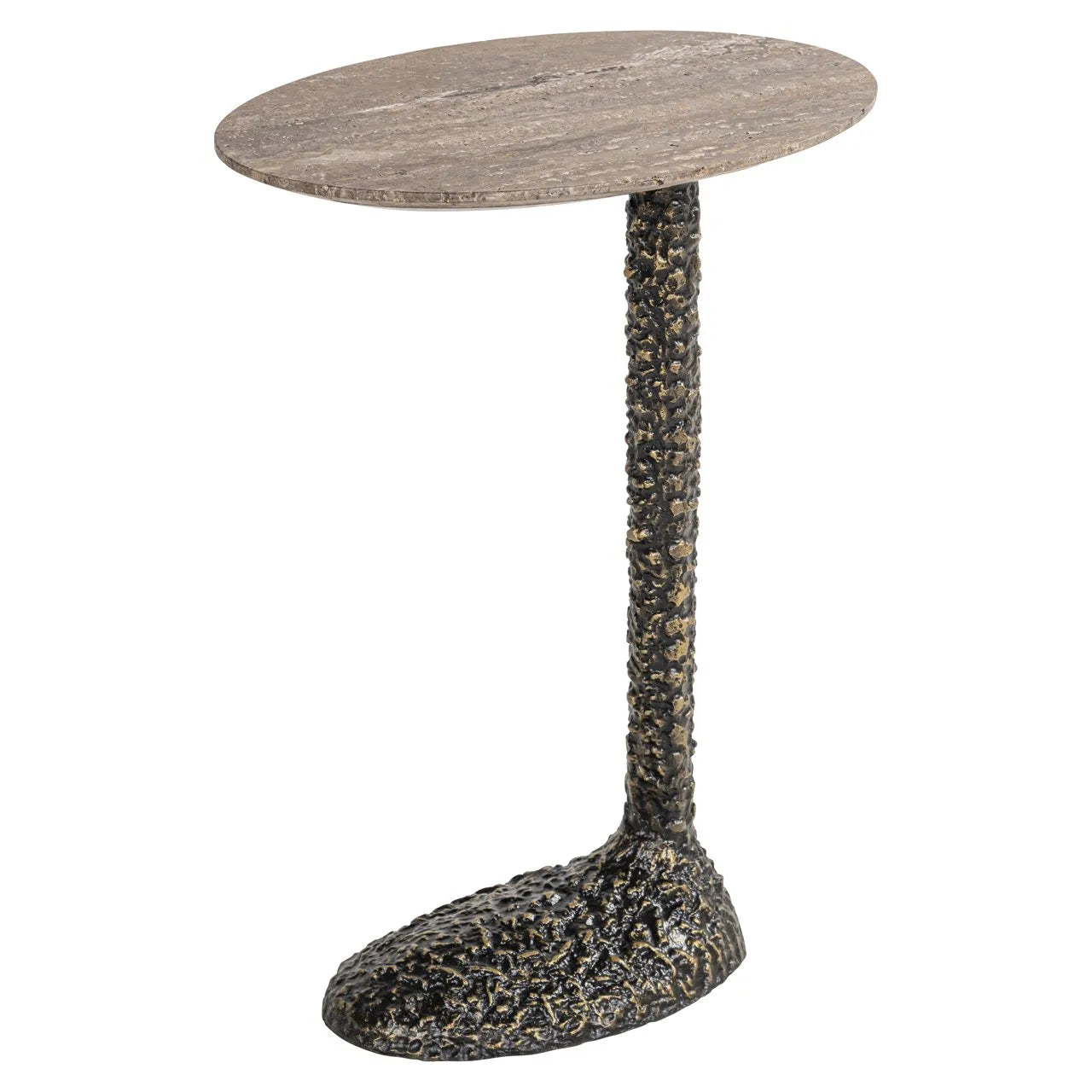 Richmond Interiors Arosa Brown Marble & Gold Side Table