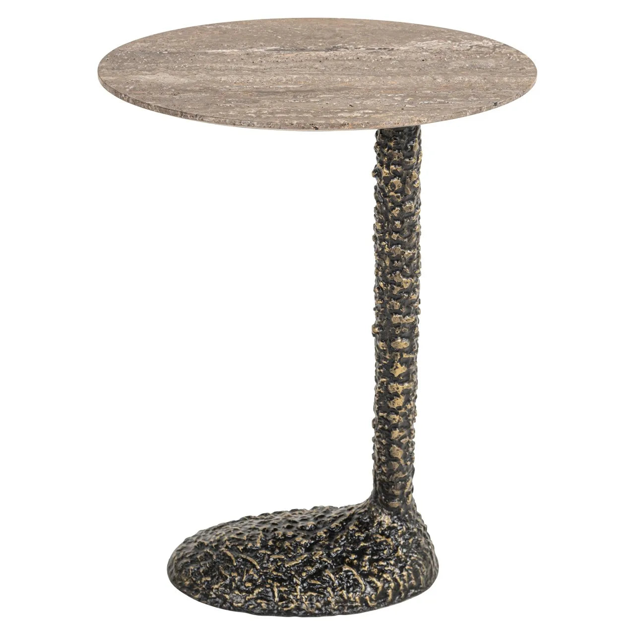 Richmond Interiors Arosa Brown Marble & Gold Side Table