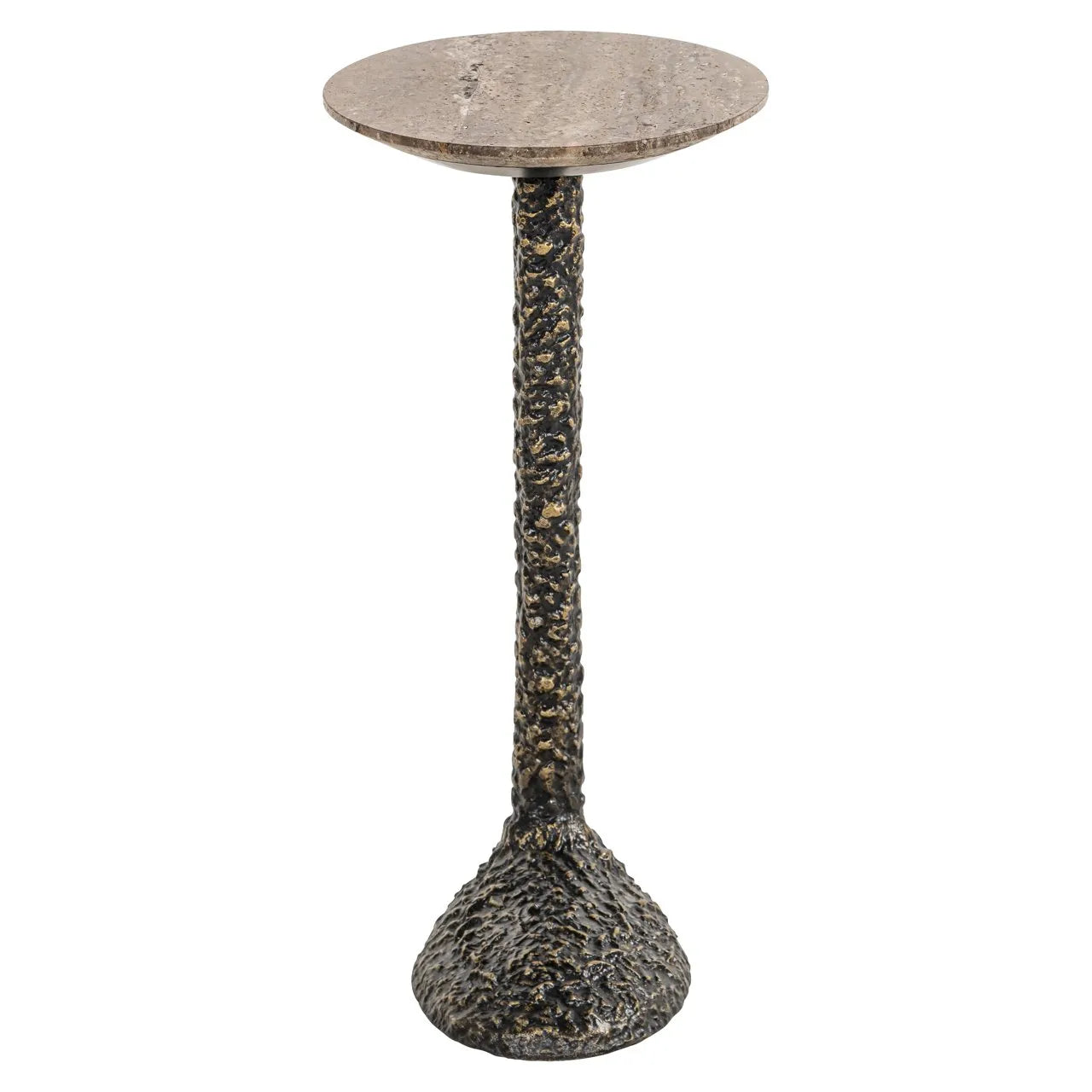 Richmond Interiors Arosa Brown Marble & Gold Side Table