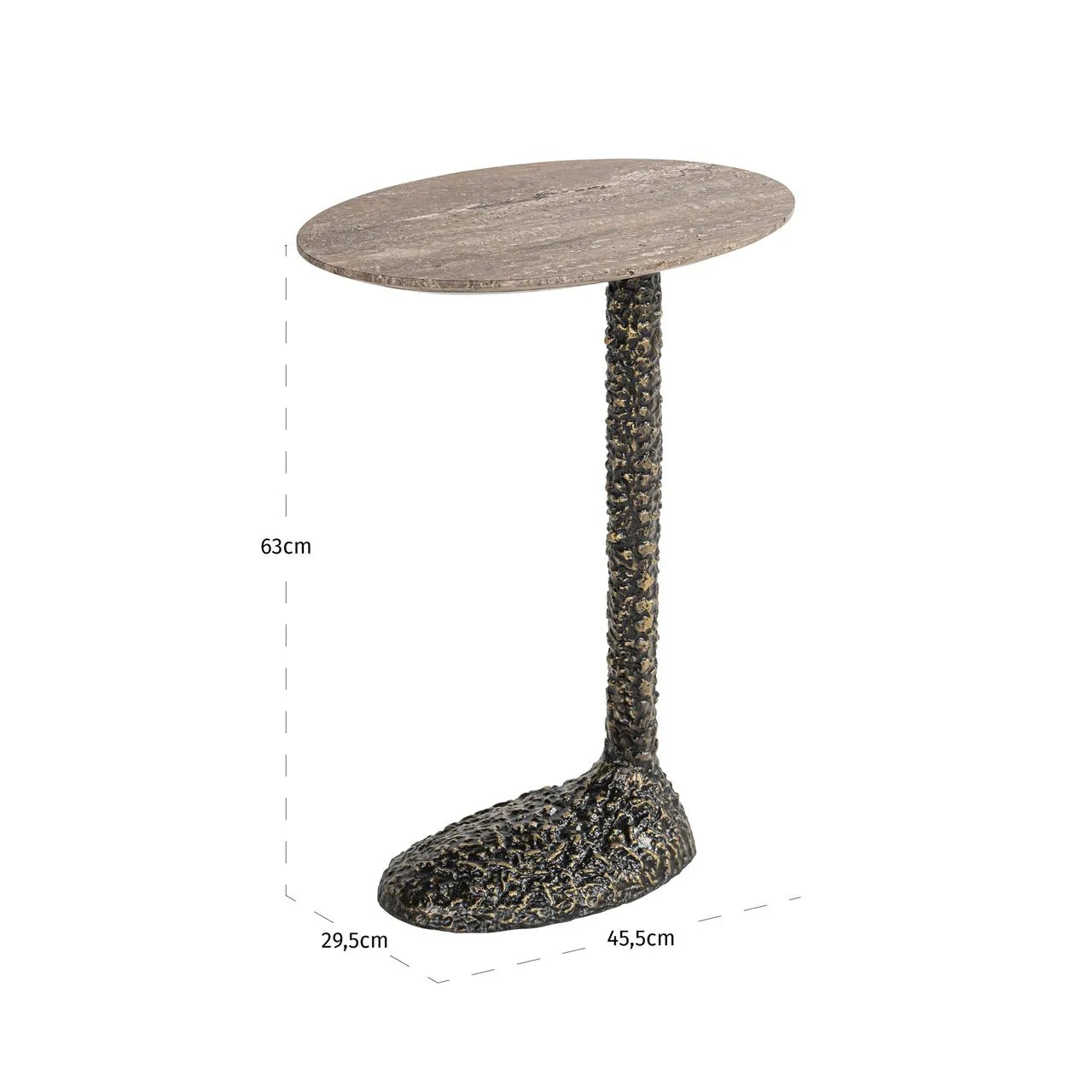 Richmond Interiors Arosa Brown Marble & Gold Side Table