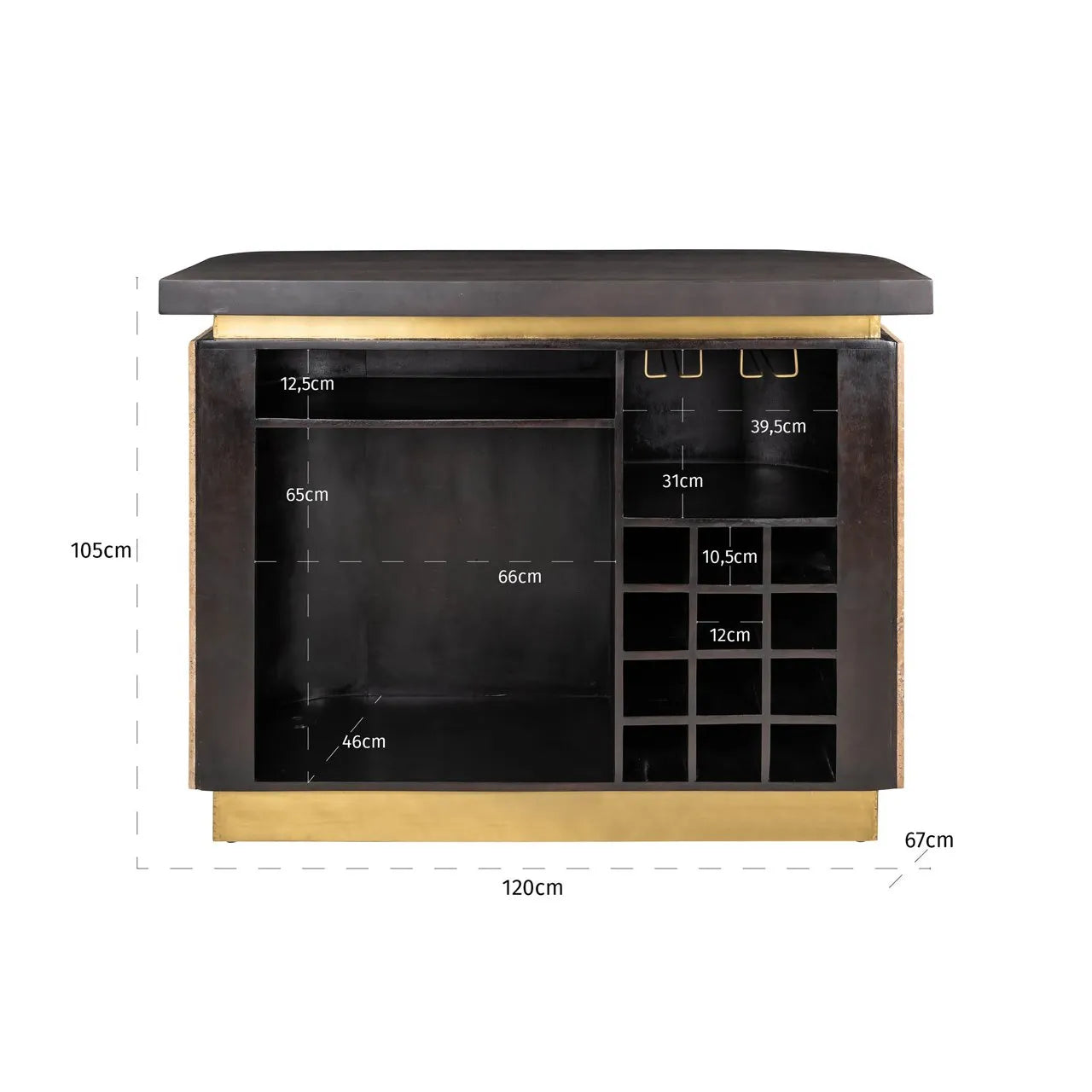 Richmond Interiors Martini Brown Travertine Home Bar