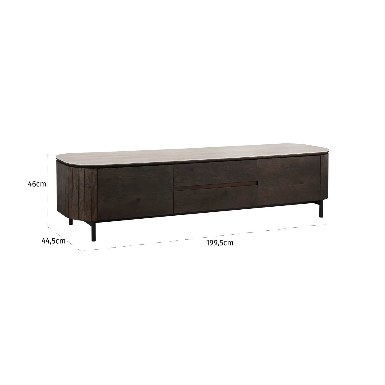 Richmond Interiors Ritz Brown Oak Wood & Beige Travertine TV Unit