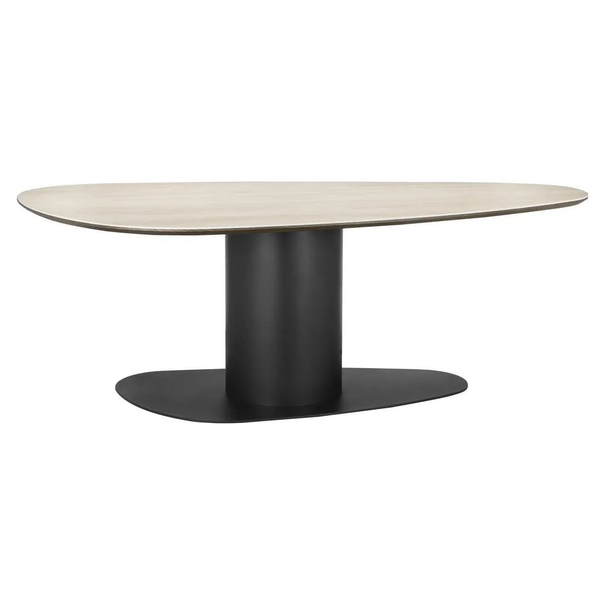 Richmond Interiors Ritz Pebble Brown Oak Wood & Beige Travertine Dining Table | 6-8 Seater