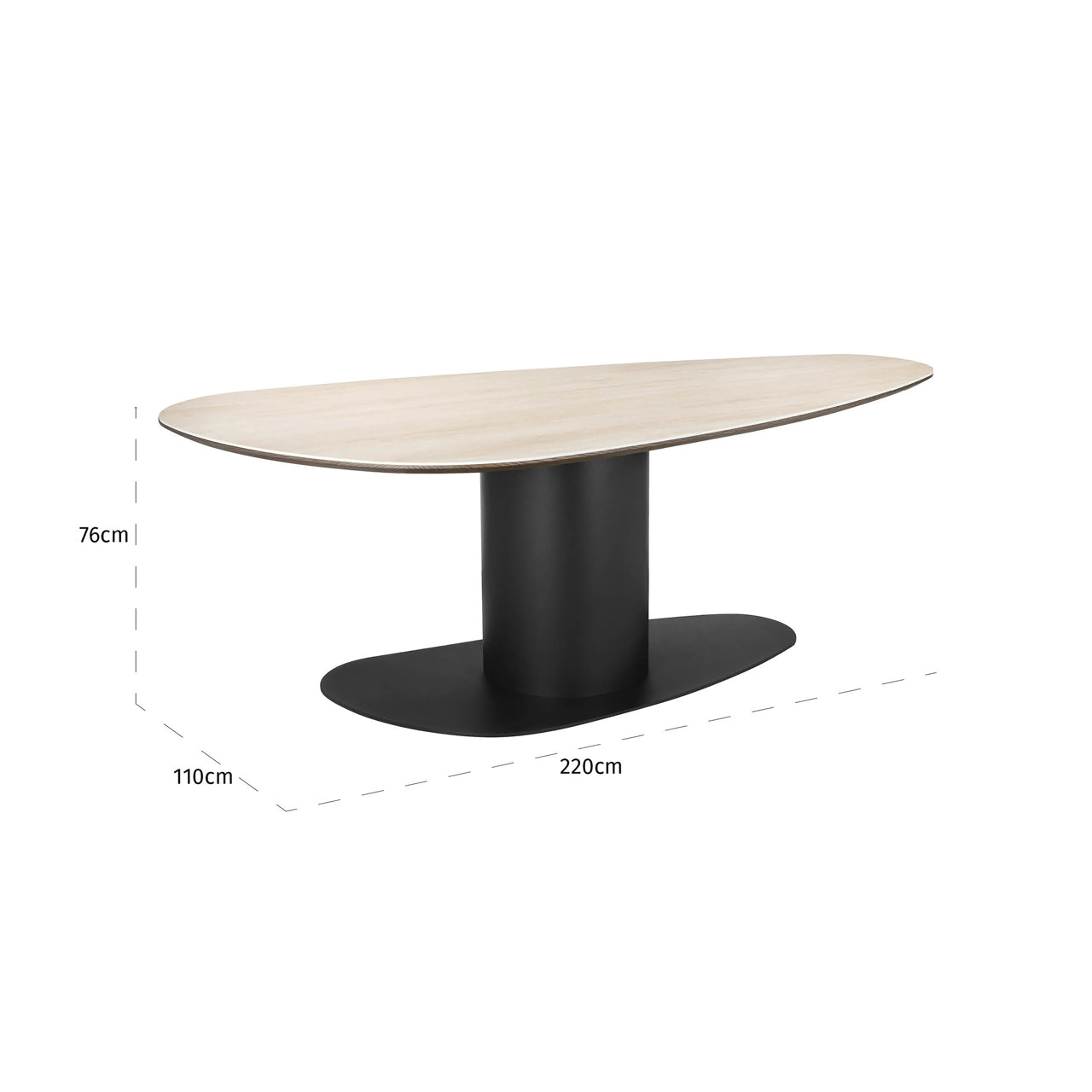 Richmond Interiors Ritz Pebble Brown Oak Wood & Beige Travertine Dining Table | 6-8 Seater