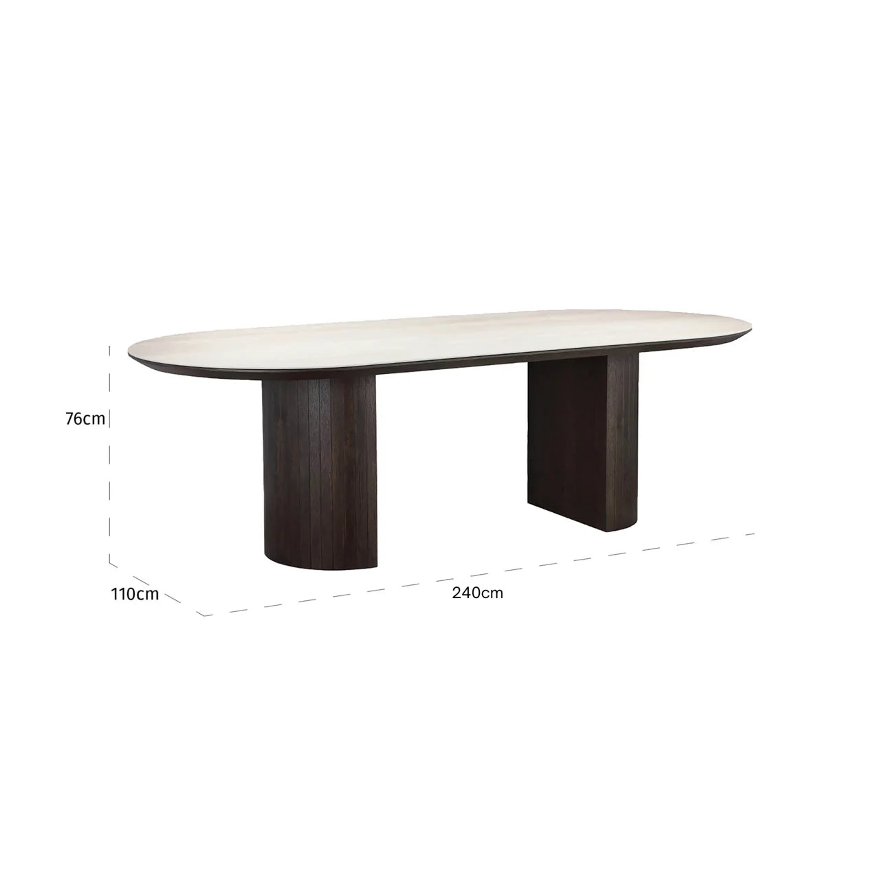 Richmond Interiors Ritz Brown Oak Wood & Beige Travertine Dining Table | 6-8 Seater
