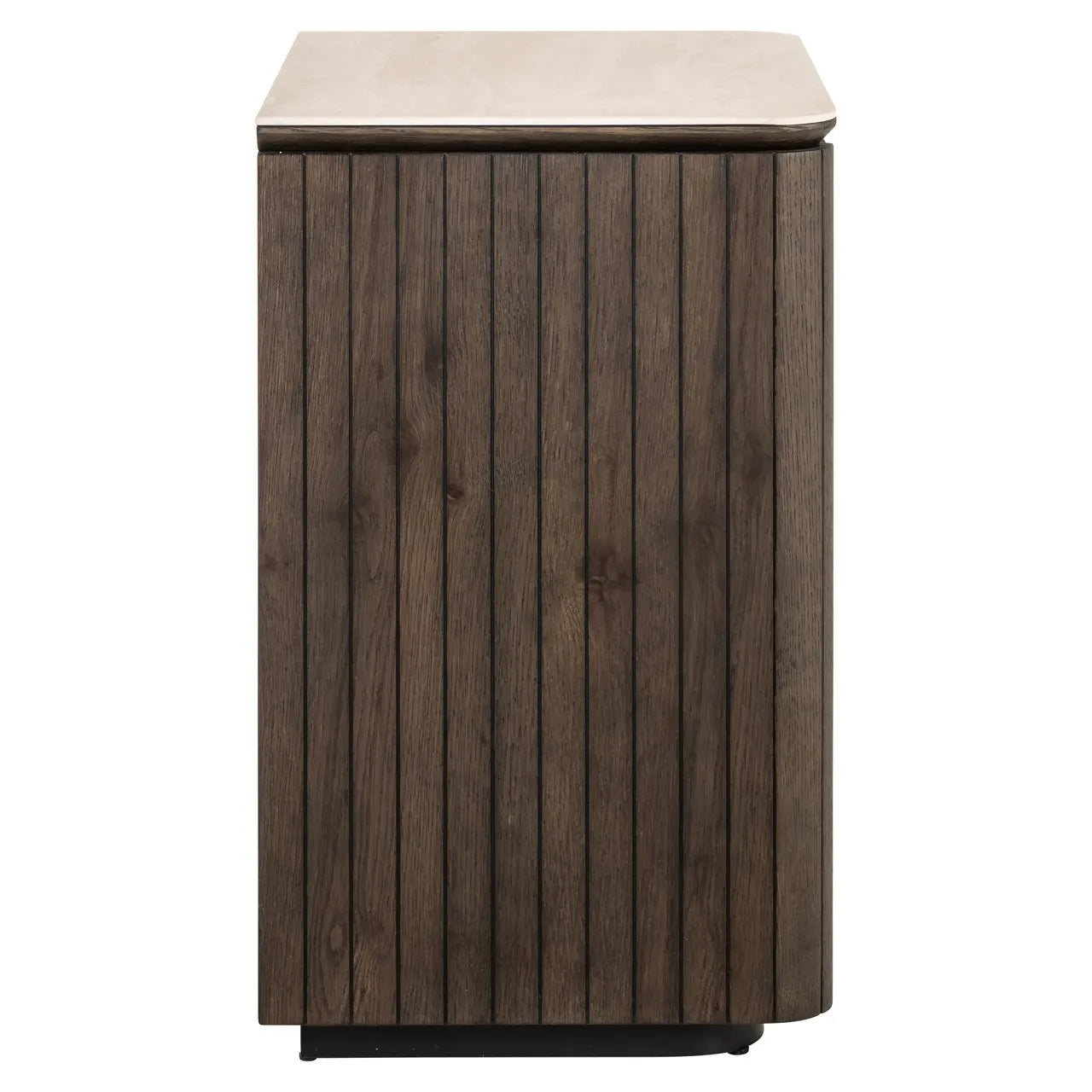 Richmond Interiors Ritz Brown Oak Wood & Travertine Bedside Table