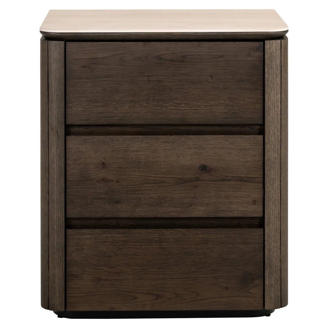 Richmond Interiors Ritz Brown Oak Wood & Travertine Bedside Table