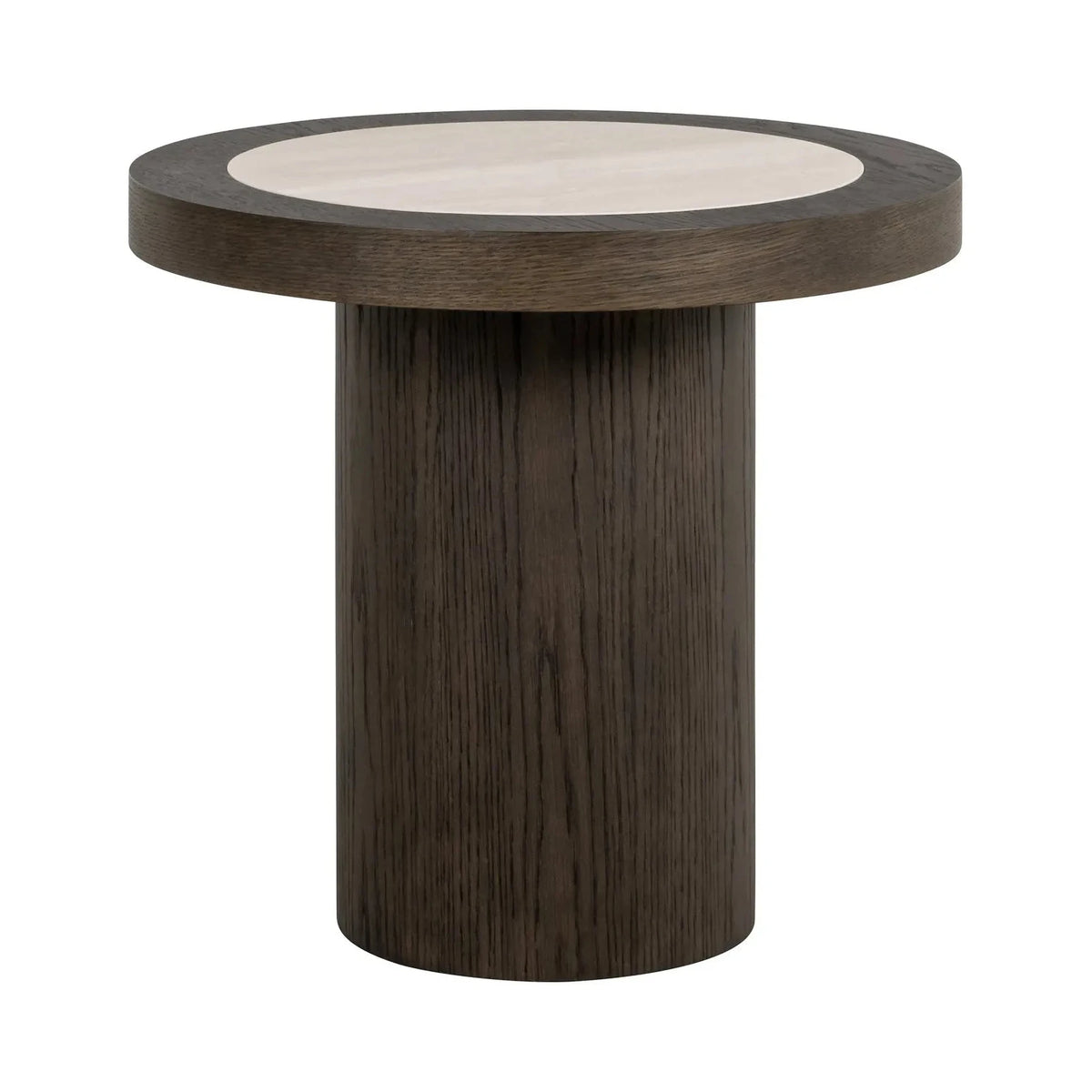 Richmond Interiors Nando Brown Oak Wood & Travertine Side Table