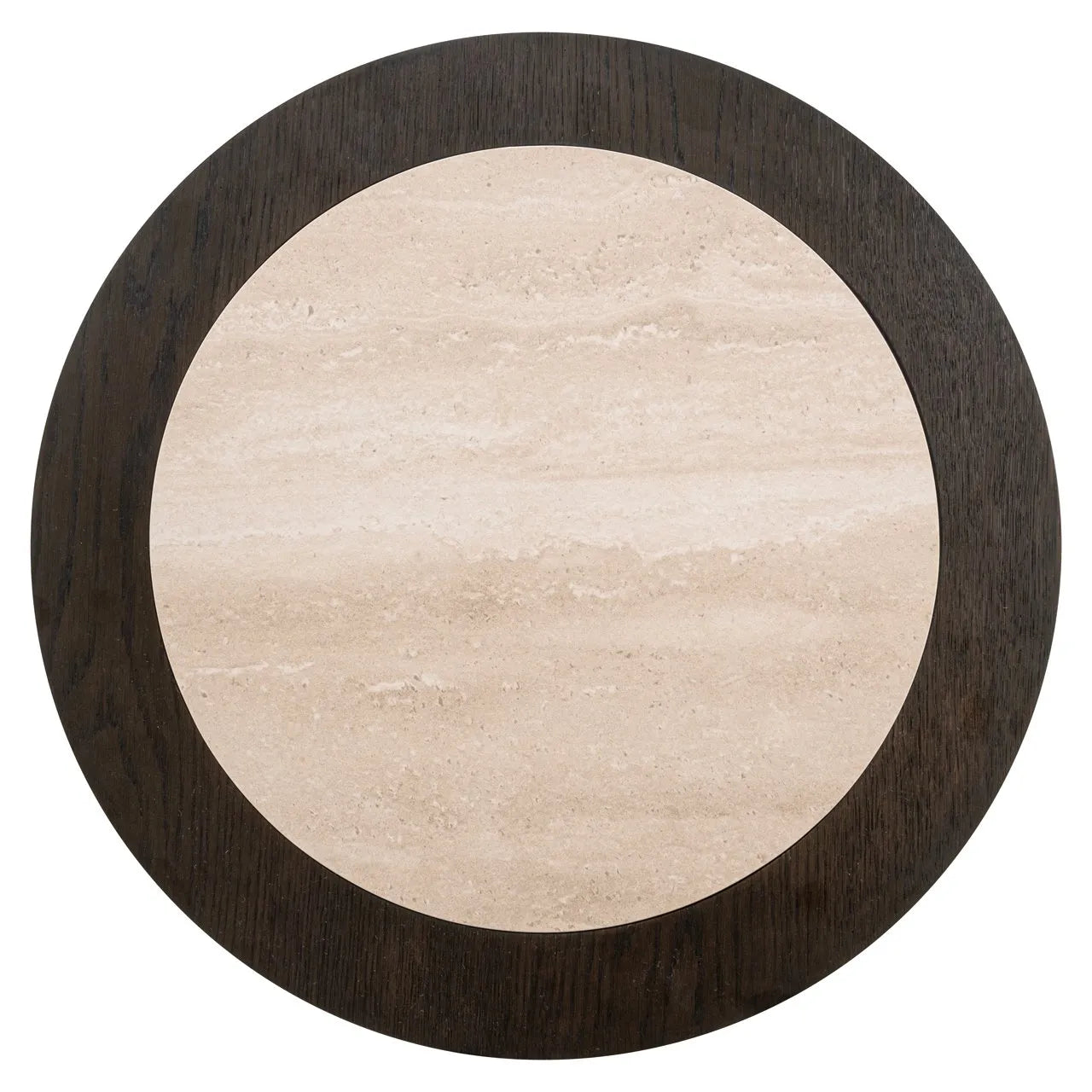 Richmond Interiors Nando Brown Oak Wood & Travertine Side Table