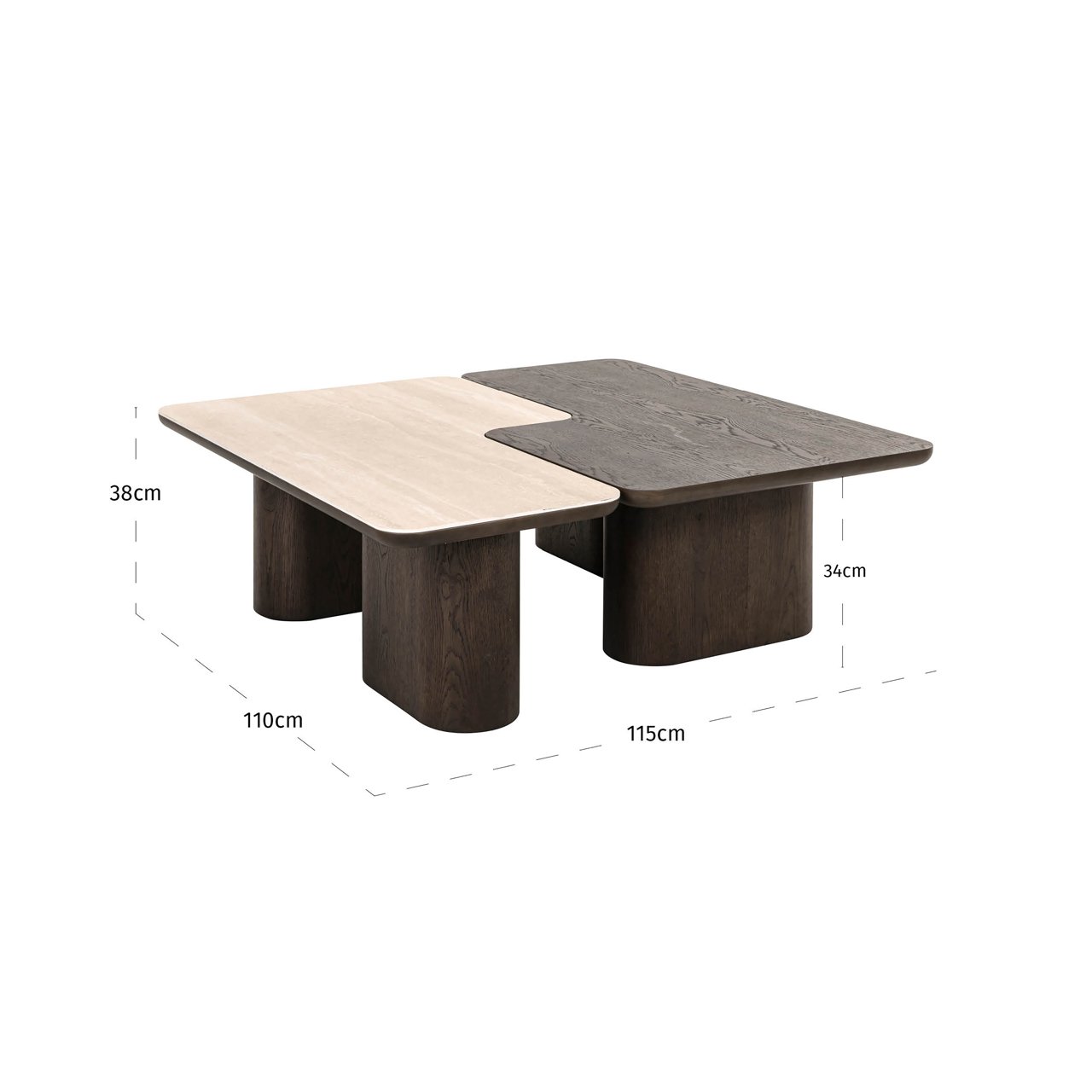 Coffee table Nando brown (Set of 2)