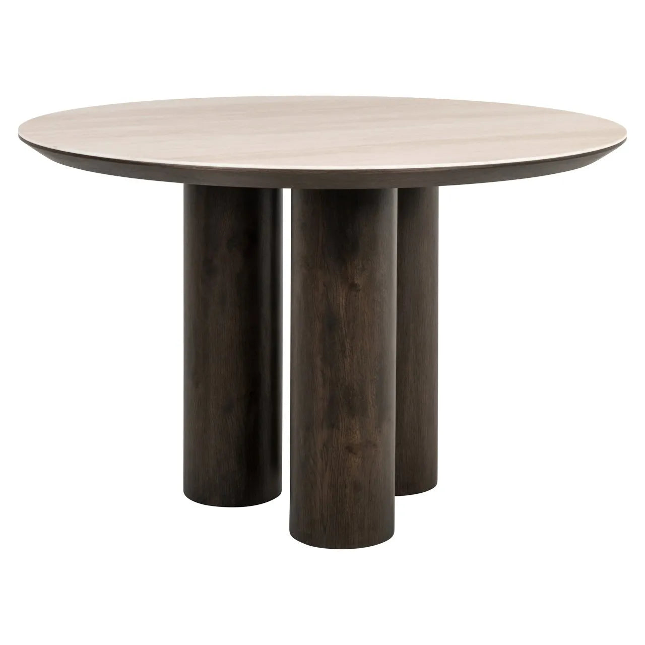 Richmond Interiors Ritz Brown Oak Wood & Travertine Dining Table 130cm