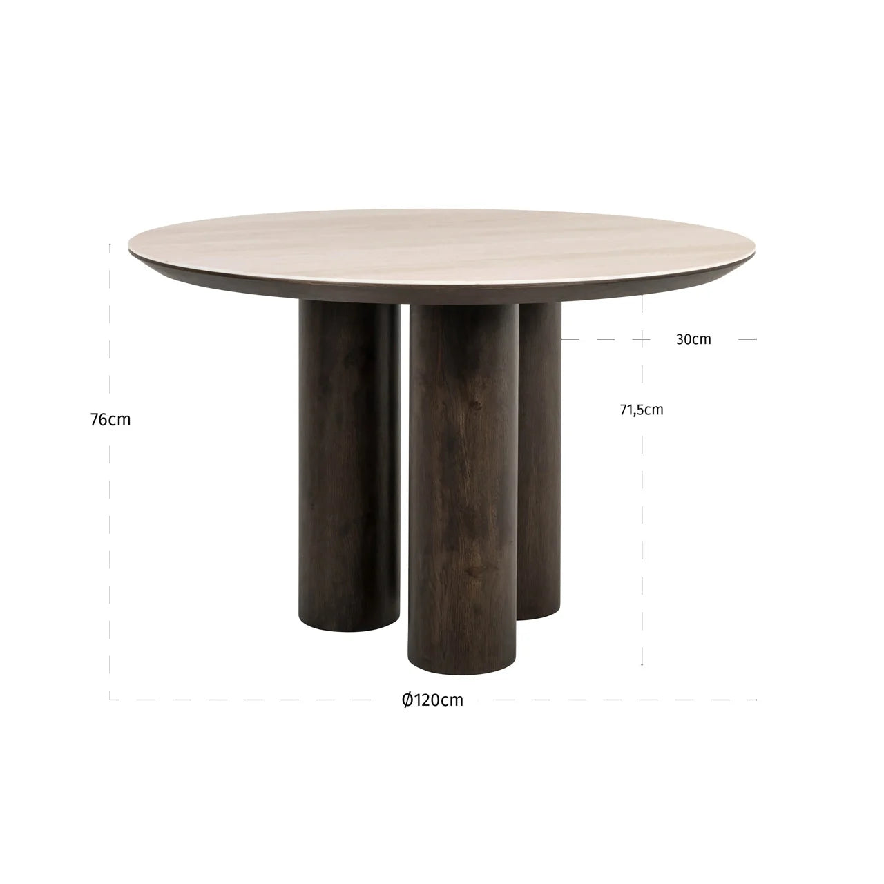 Richmond Interiors Ritz Brown Oak Wood & Travertine Dining Table 130cm