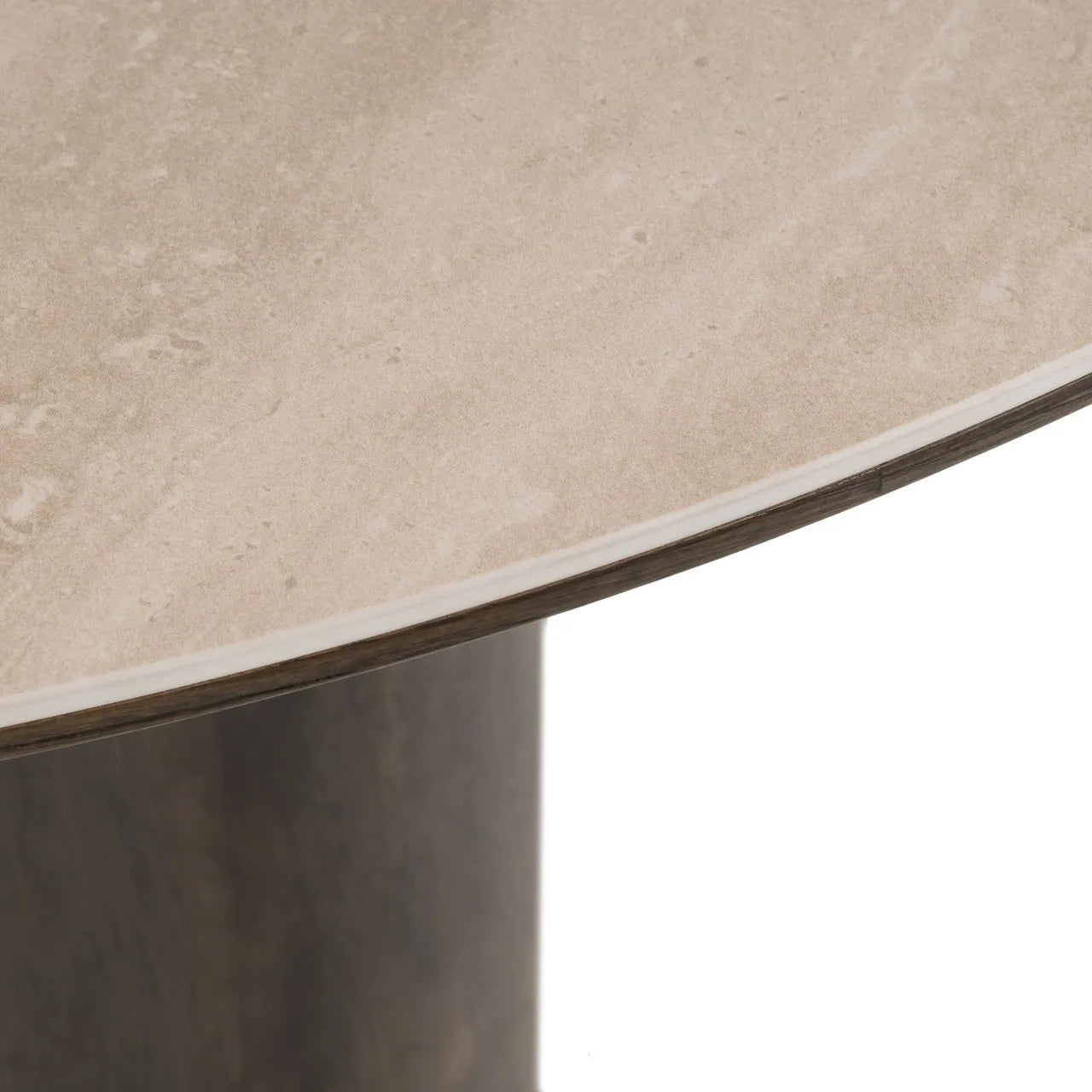 Richmond Interiors Ritz Brown Oak Wood & Travertine Dining Table 130cm