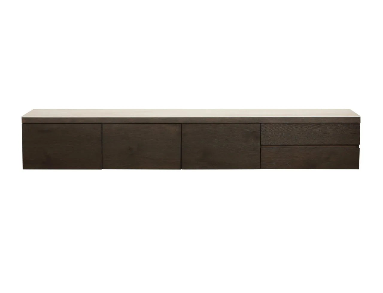 Richmond Interiors Lachance Brown Oak Wood & Travertine TV Unit