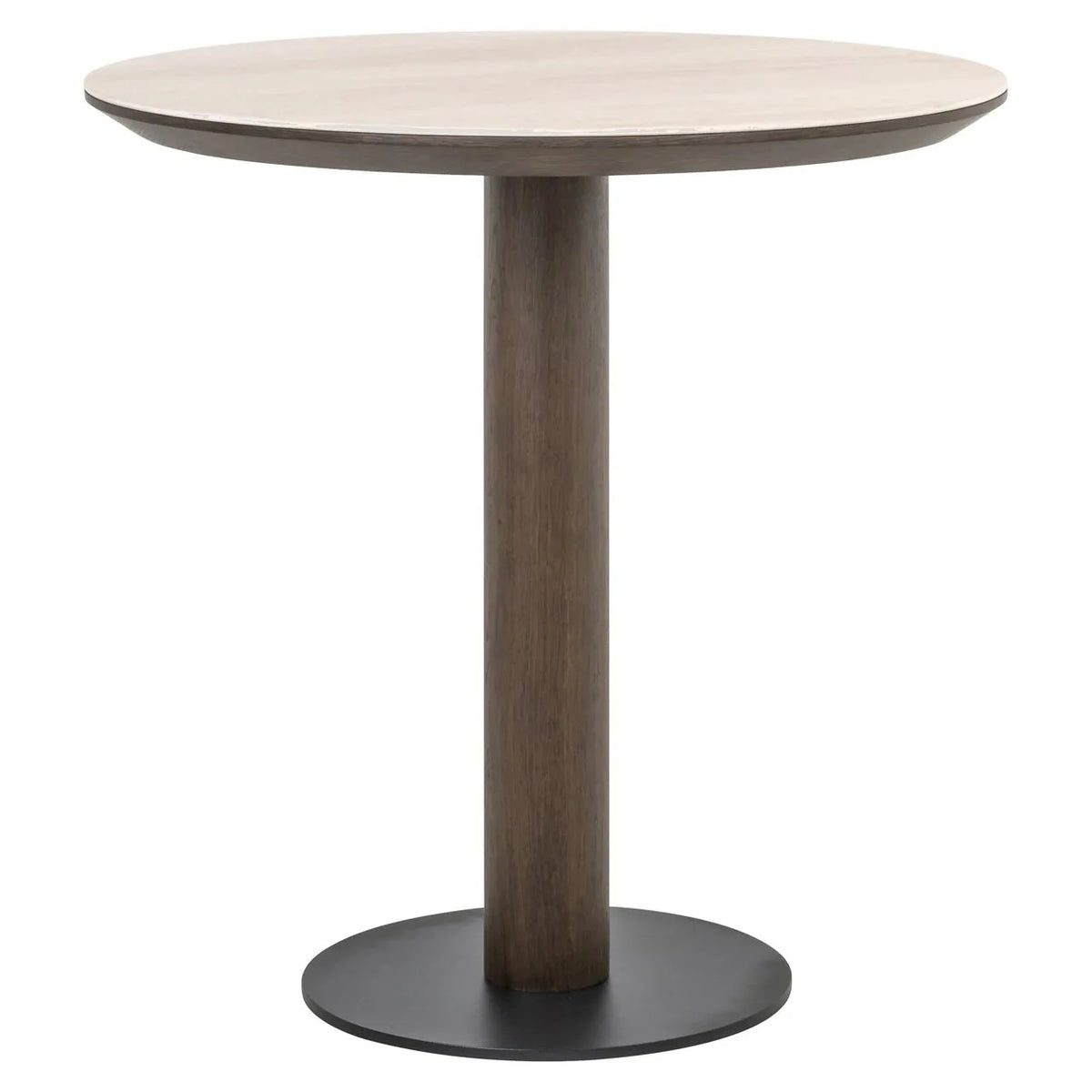 Richmond Interiors Ritz Brown Oak Wood & Travertine Round Bistro Table 75M