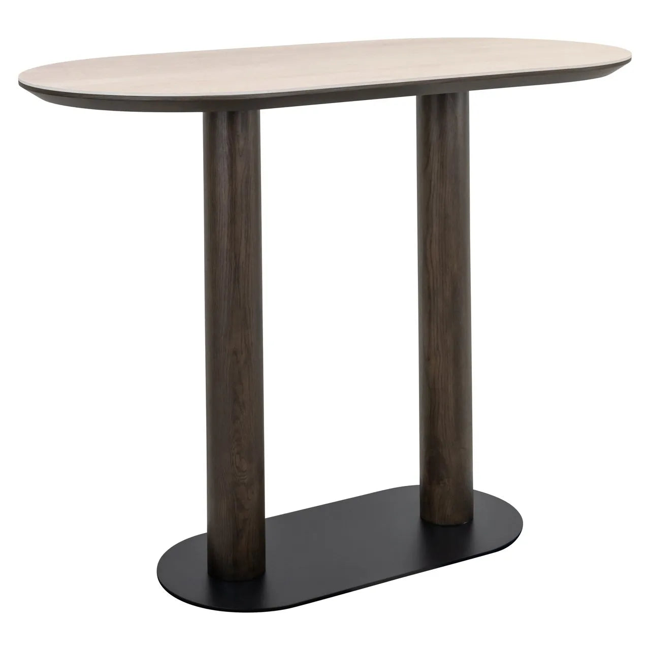 Richmond Interiors Ritz Brown Oak Wood & Travertine Bar Table