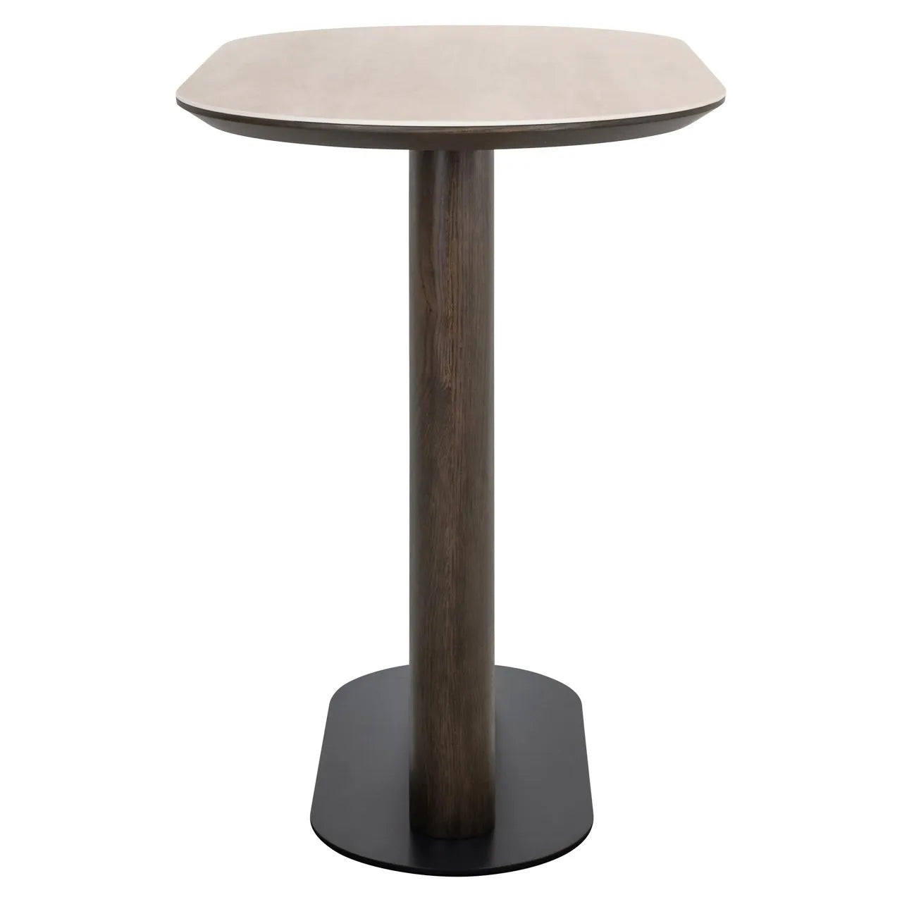 Richmond Interiors Ritz Brown Oak Wood & Travertine Bar Table