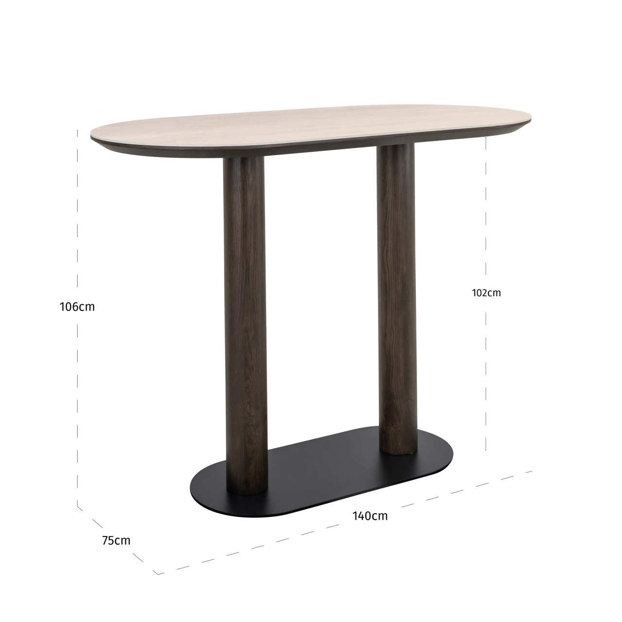 Richmond Interiors Ritz Brown Oak Wood & Travertine Bar Table