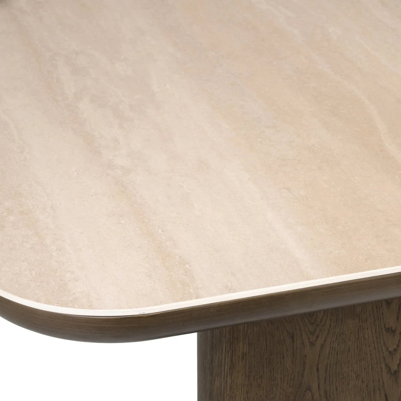 Richmond Interiors Nando Brown Oak Wood & Travertine Dining Table 230cm