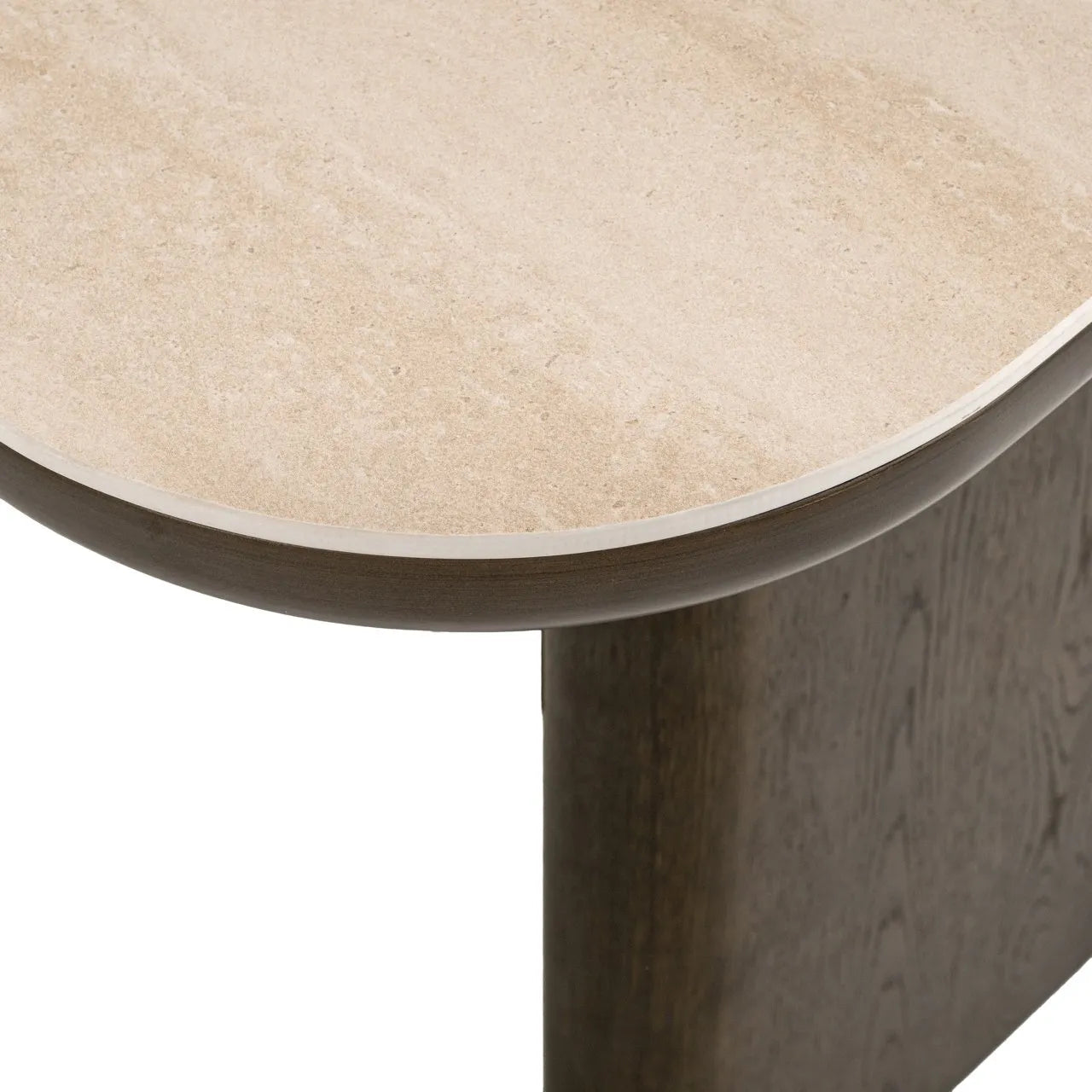Richmond Interiors Nando Brown Oak Wood & Travertine Dining Table 230cm