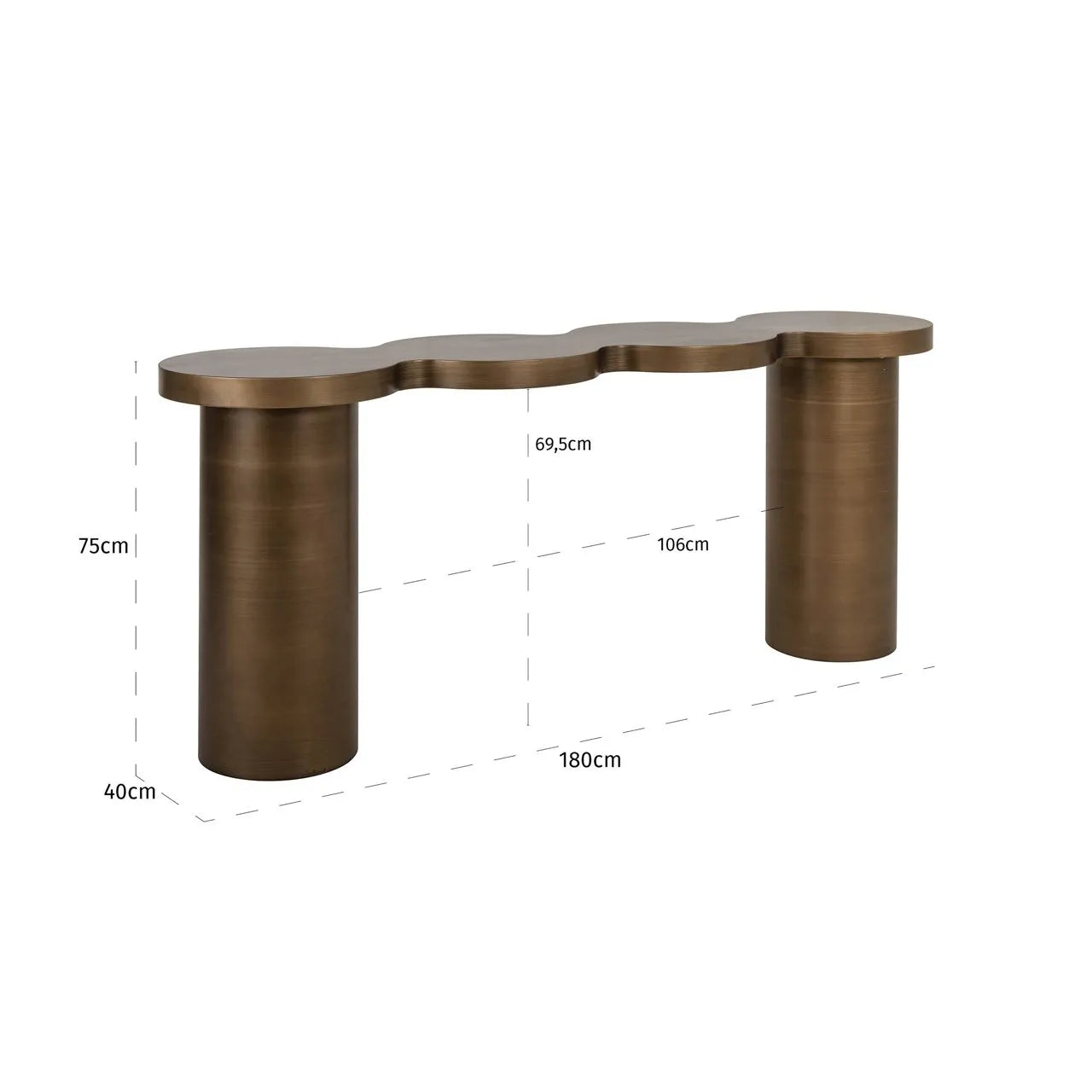 Richmond Interiors Bubba Brushed Gold Console Table