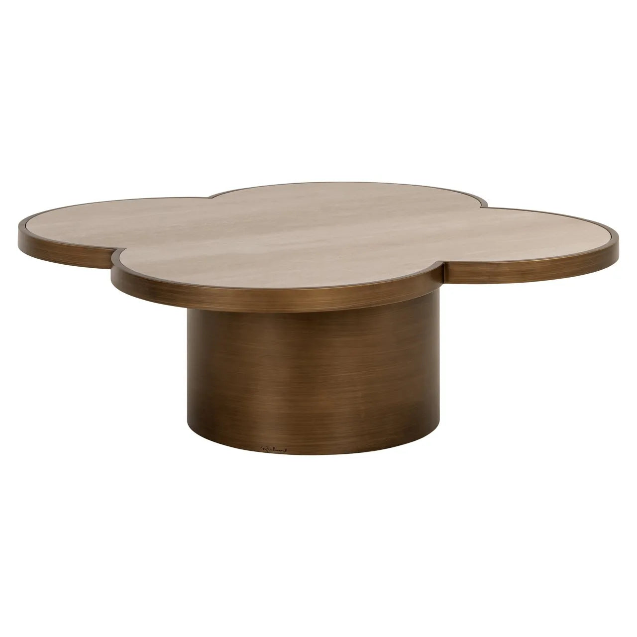 Richmond Interiors Clover Travertine & Gold Coffee Table