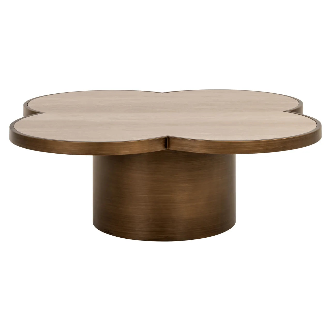 Richmond Interiors Clover Travertine & Gold Coffee Table