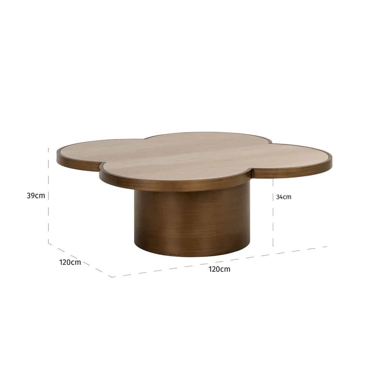 Richmond Interiors Clover Travertine & Gold Coffee Table