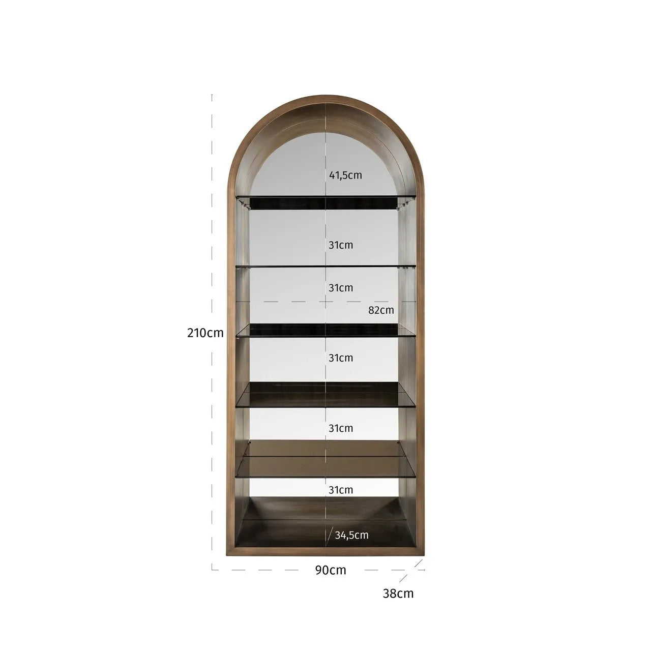 Richmond Interiors Bowic Brushed Gold Display Unit
