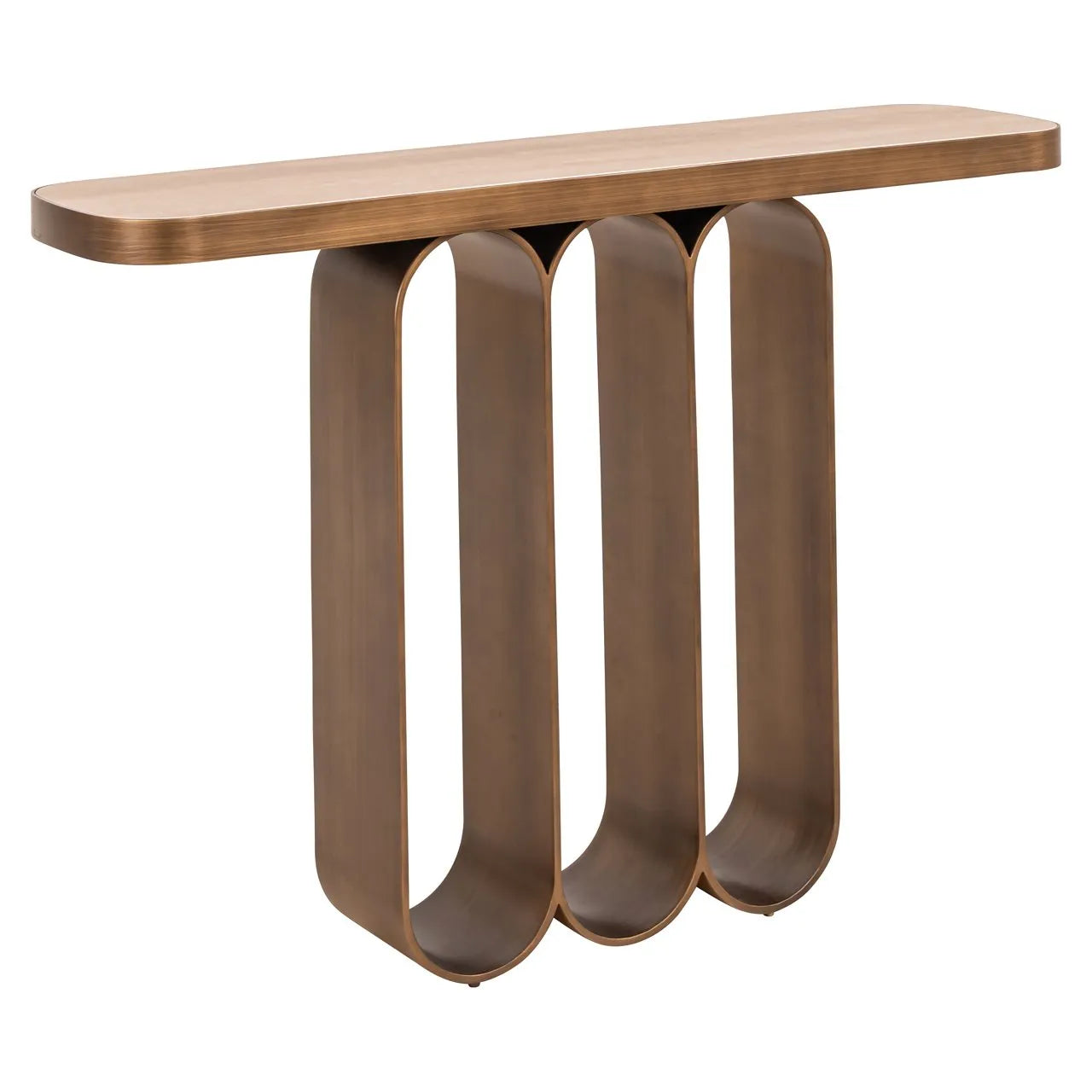 Richmond Interiors Locarno Brushed Gold & Travertine Console Table