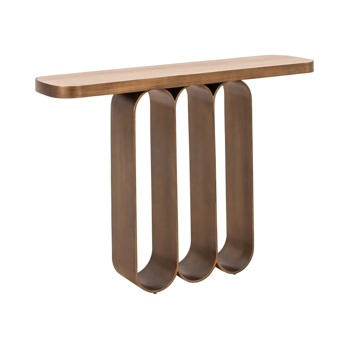 Richmond Interiors Locarno Brushed Gold & Travertine Console Table