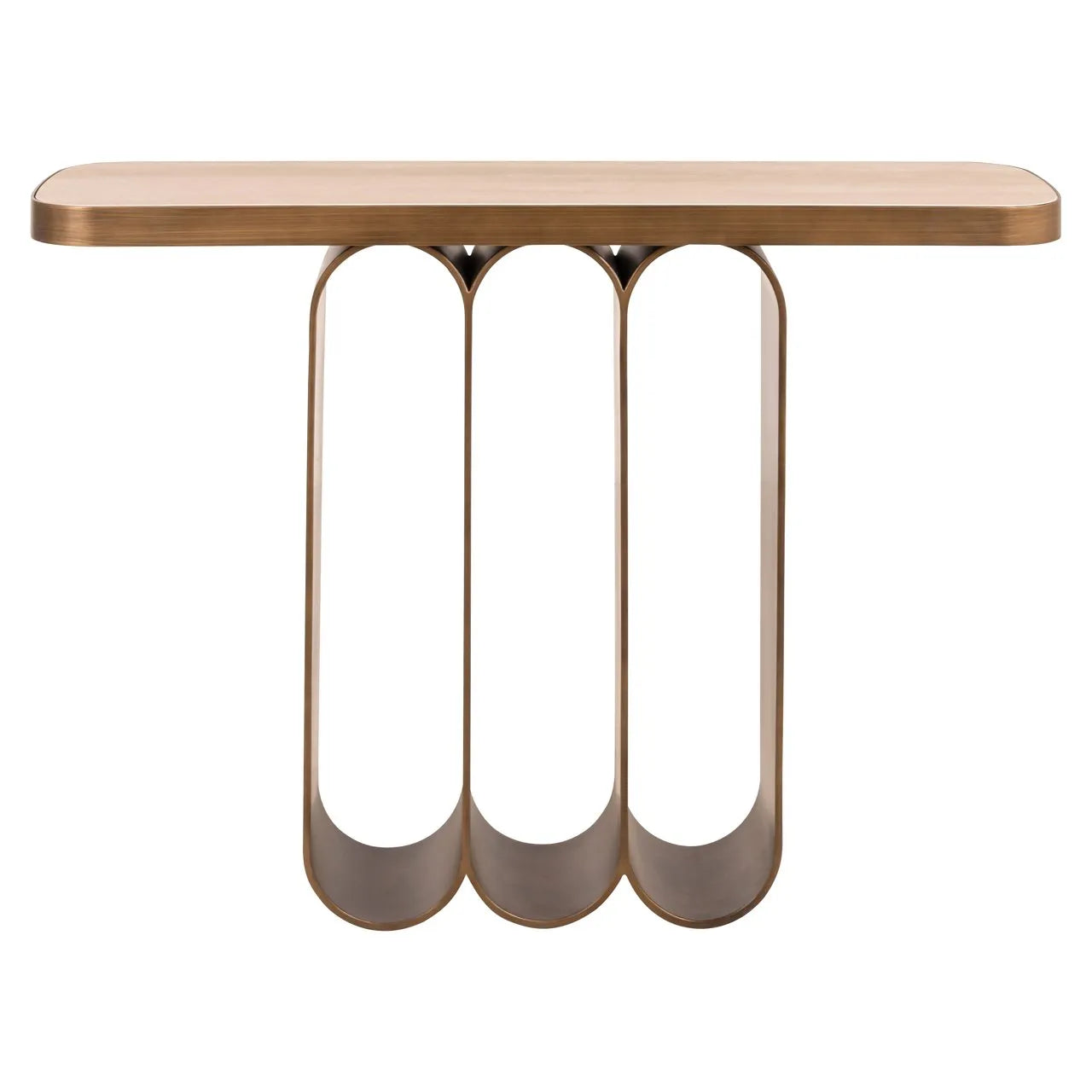 Richmond Interiors Locarno Brushed Gold & Travertine Console Table