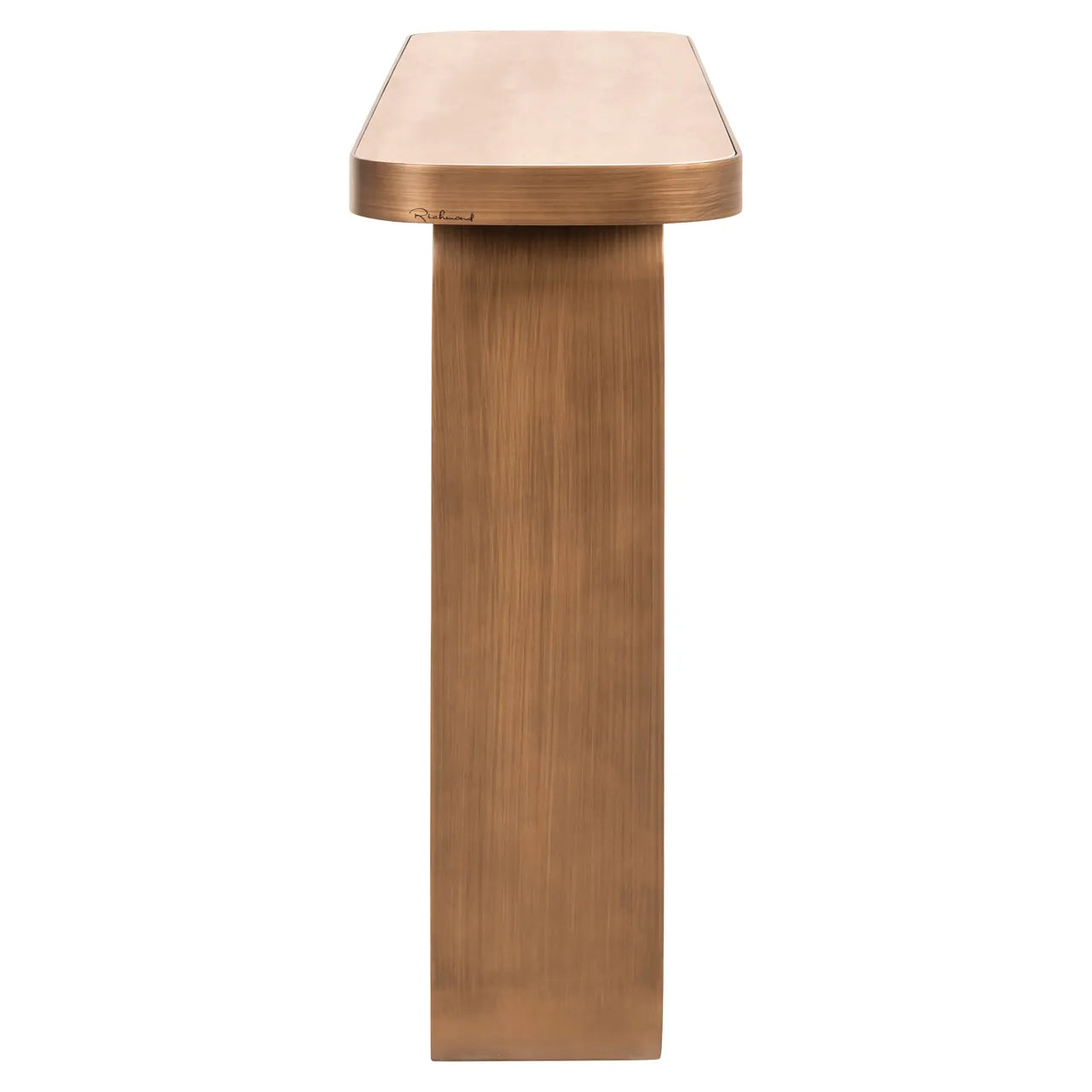 Richmond Interiors Locarno Brushed Gold & Travertine Console Table
