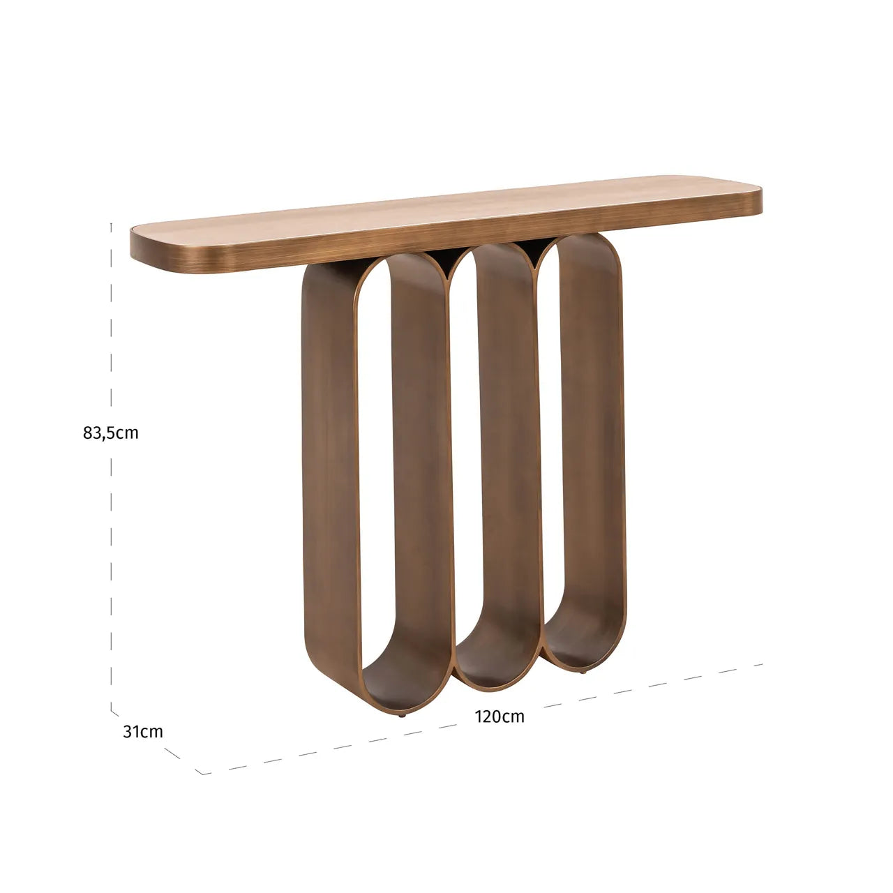 Richmond Interiors Locarno Brushed Gold & Travertine Console Table
