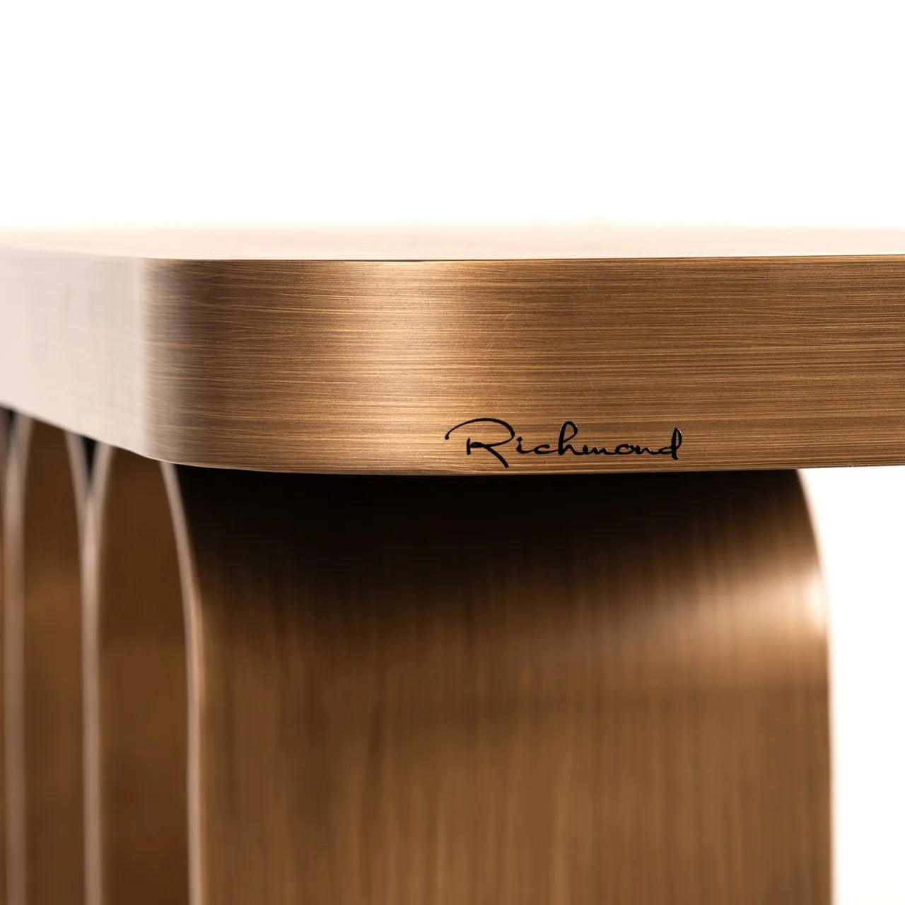 Richmond Interiors Locarno Brushed Gold & Travertine Console Table