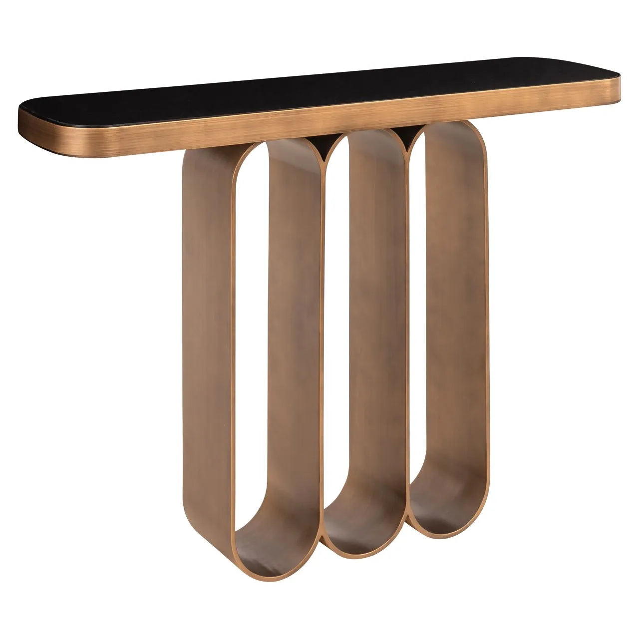 Richmond Interiors Locarno Brushed Gold & Travertine Console Table