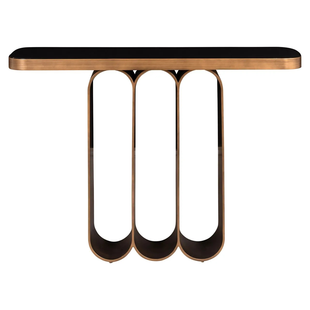 Richmond Interiors Locarno Brushed Gold & Travertine Console Table