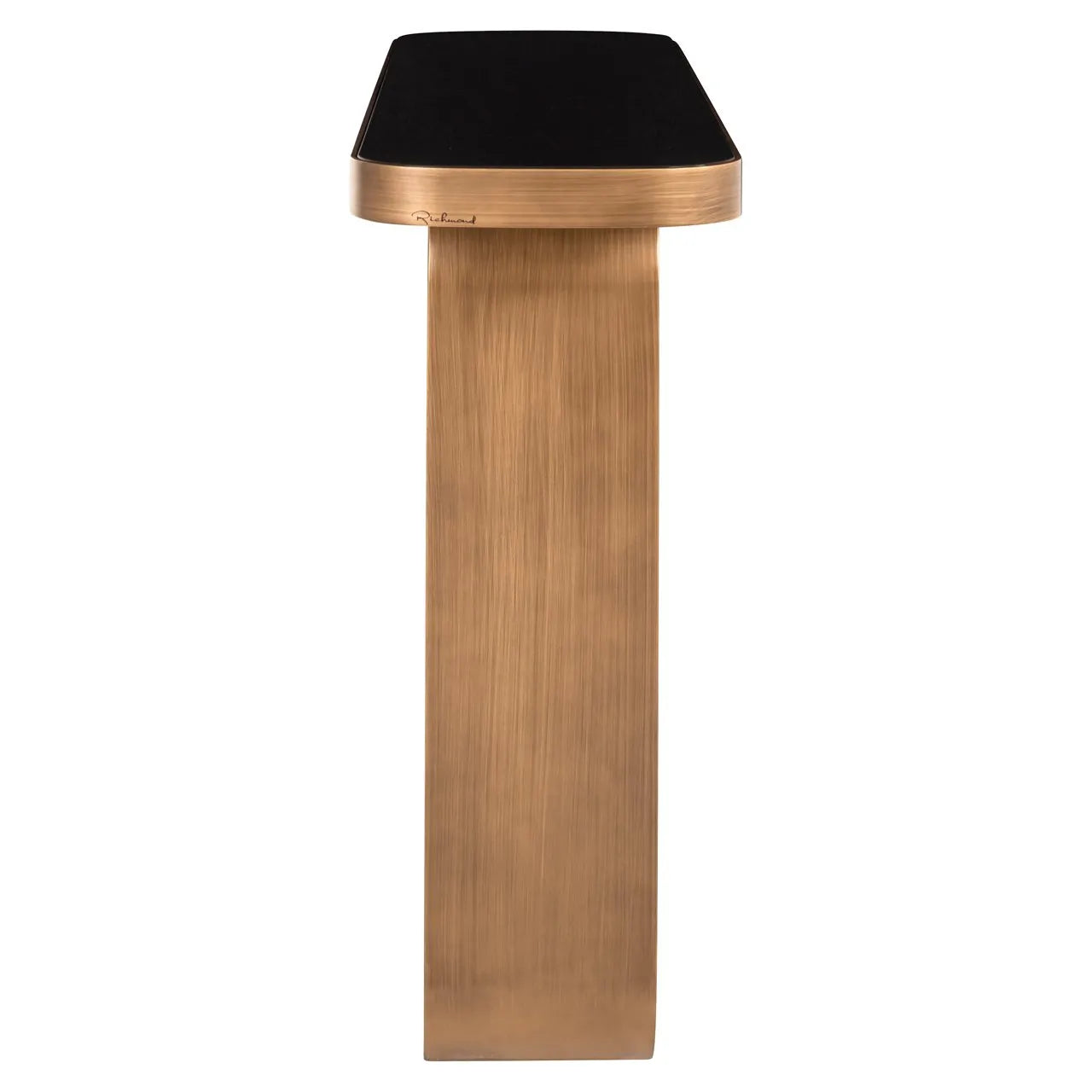 Richmond Interiors Locarno Brushed Gold & Travertine Console Table