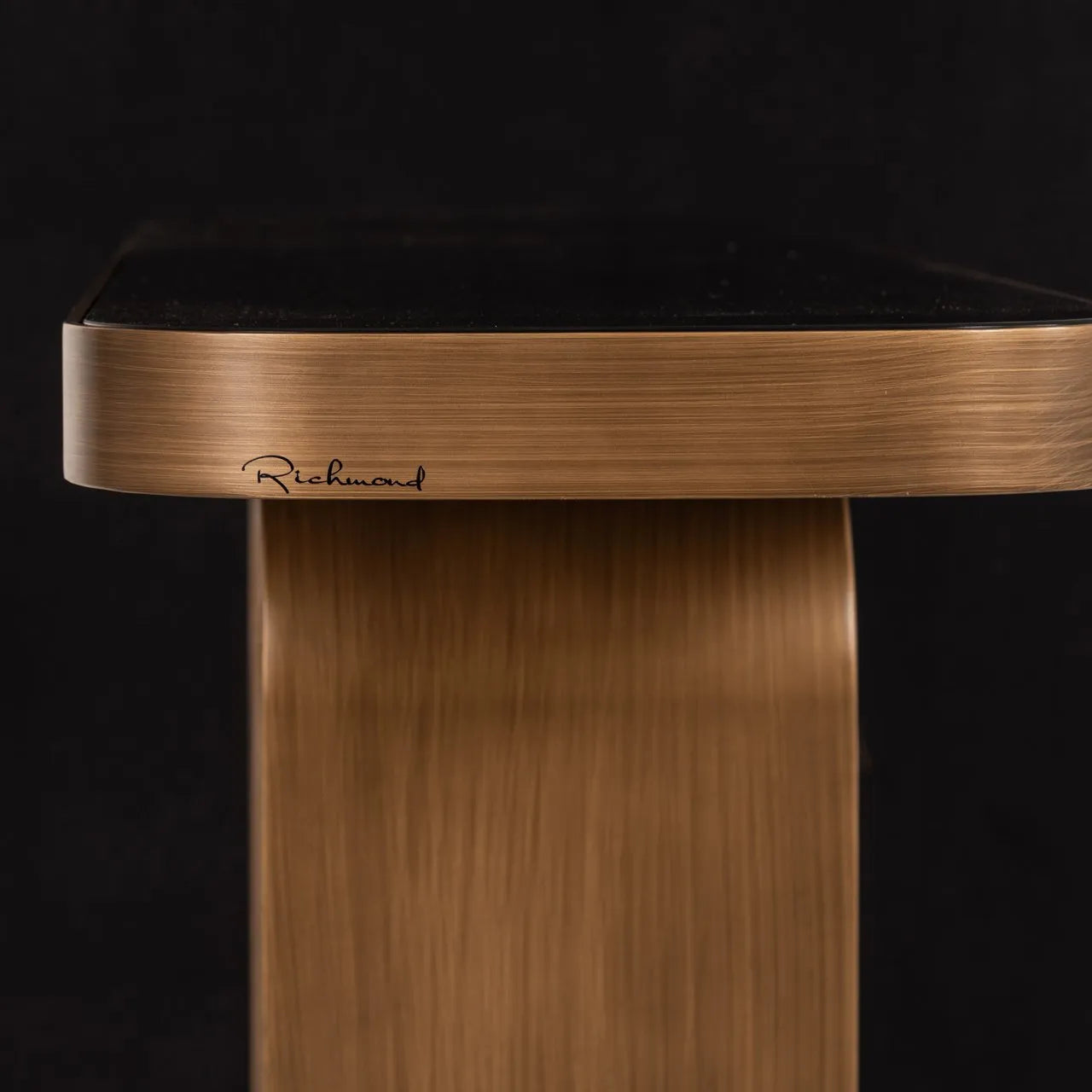 Richmond Interiors Locarno Brushed Gold & Travertine Console Table