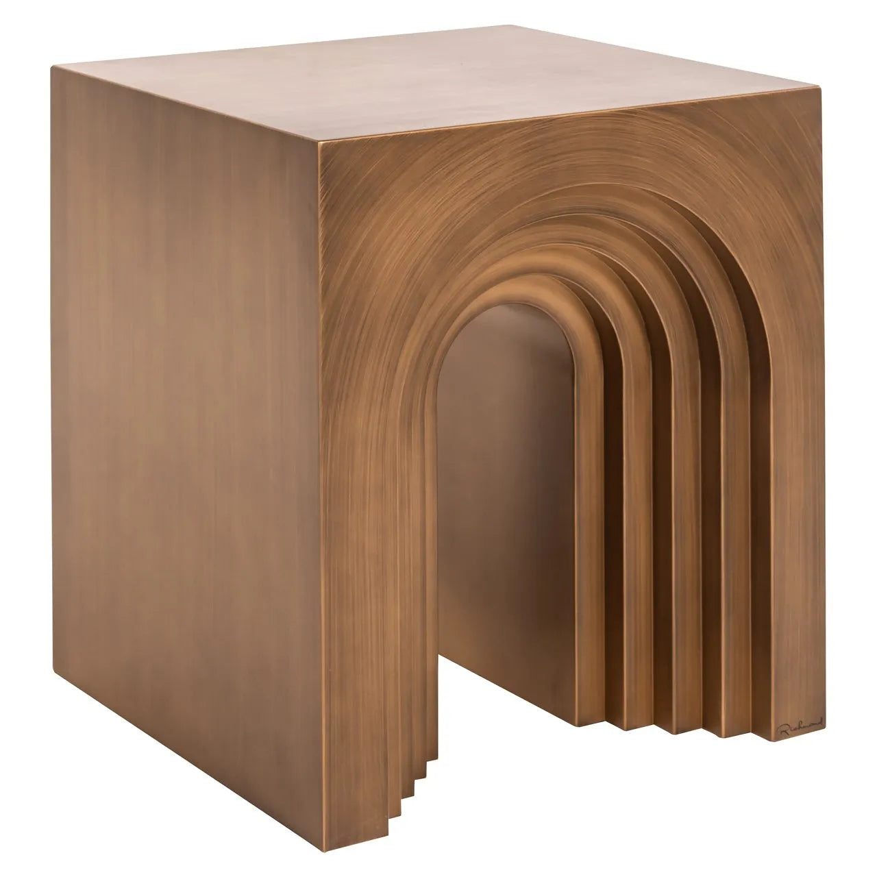 Richmond Interiors Vevey Brushed Gold Side Table