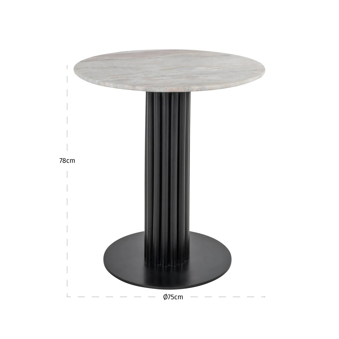 Richmond Interiors Nyon Pink Marble Round Bistro Table 75cm