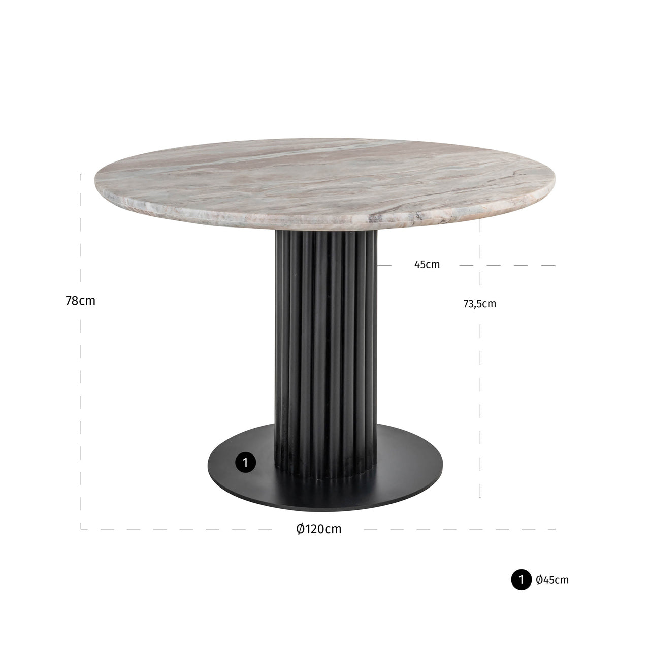 Richmond Interiors Nyon Beige Marble Round Dining Table 130cm