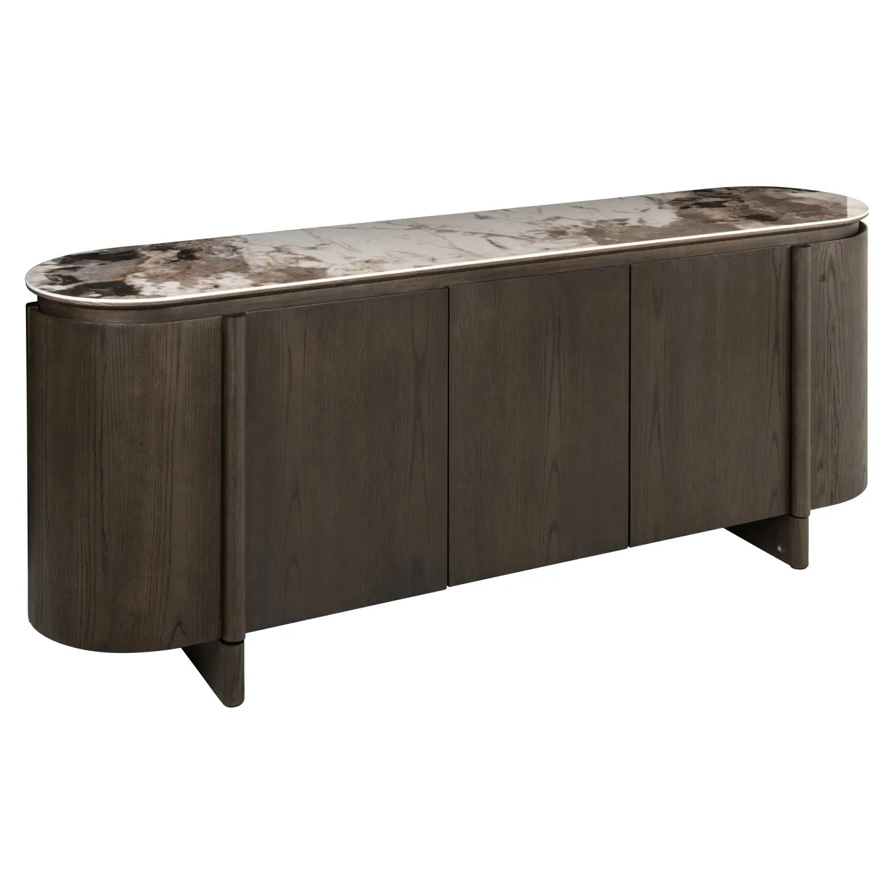 Richmond Interiors Langford Brown Oak Wood & Ceramic Top Sideboard