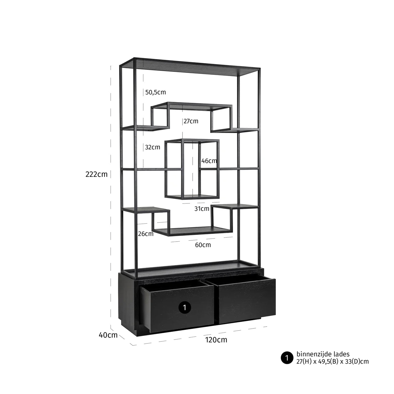 Richmond Interiors Bonvoy Black Oak Wood Display Unit