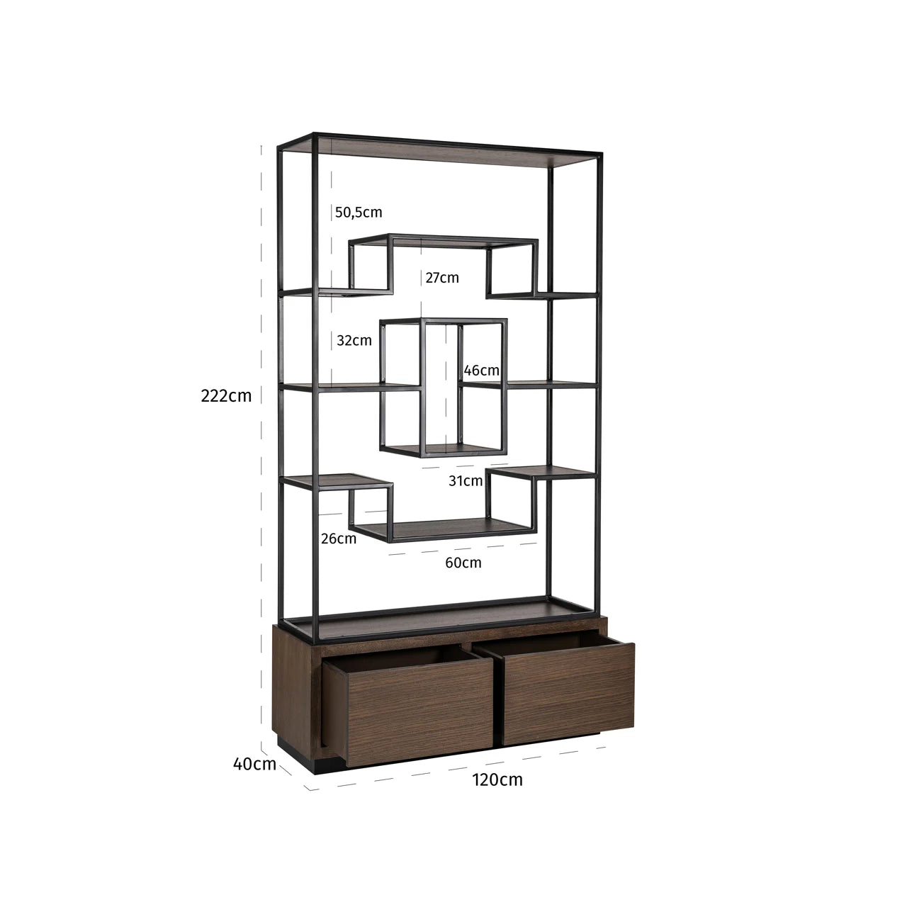 Richmond Interiors Bonvoy Walnut Brown Oak Wood Display Unit