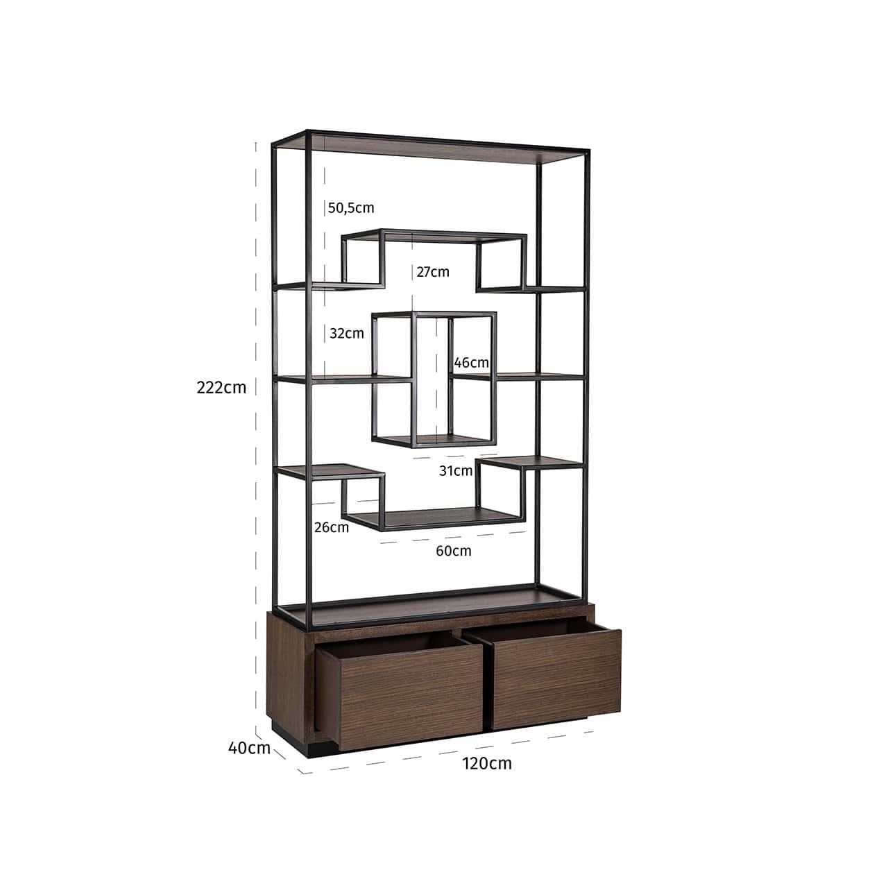 Display cabinet Bonvoy brown 2-drawers (Brown)