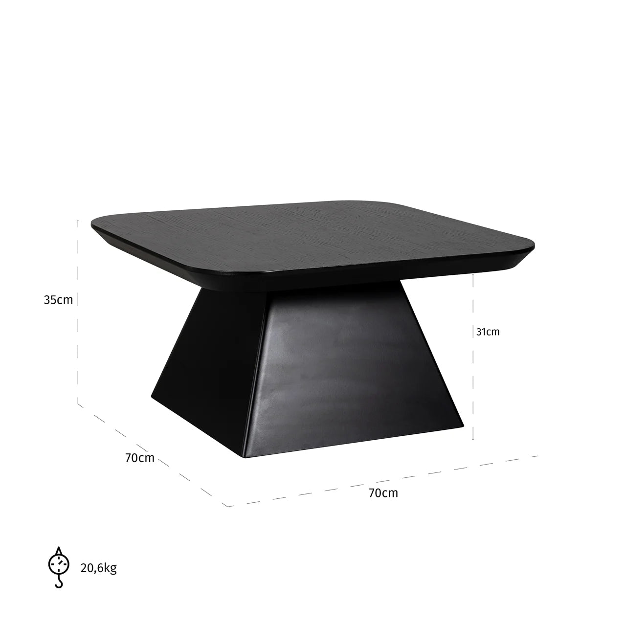 Richmond Interiors Bonvoy Black Oak Wood Square Coffee Table