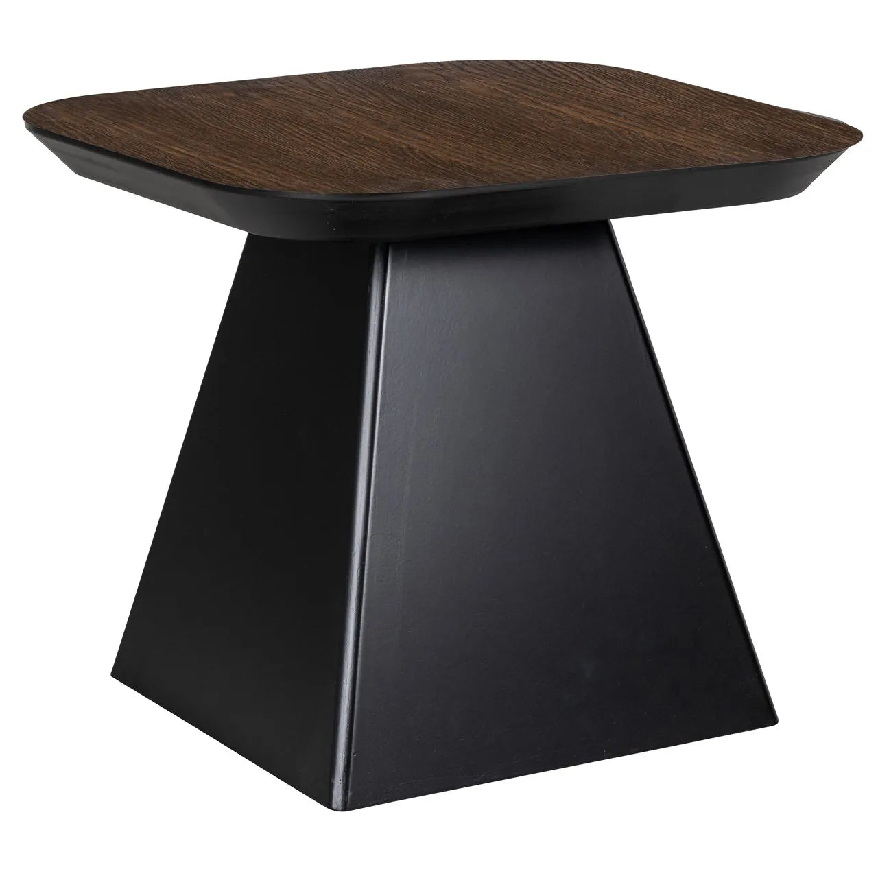 Richmond Interiors Bonvoy Black & Walnut Brown Oak Wood Square Side Table