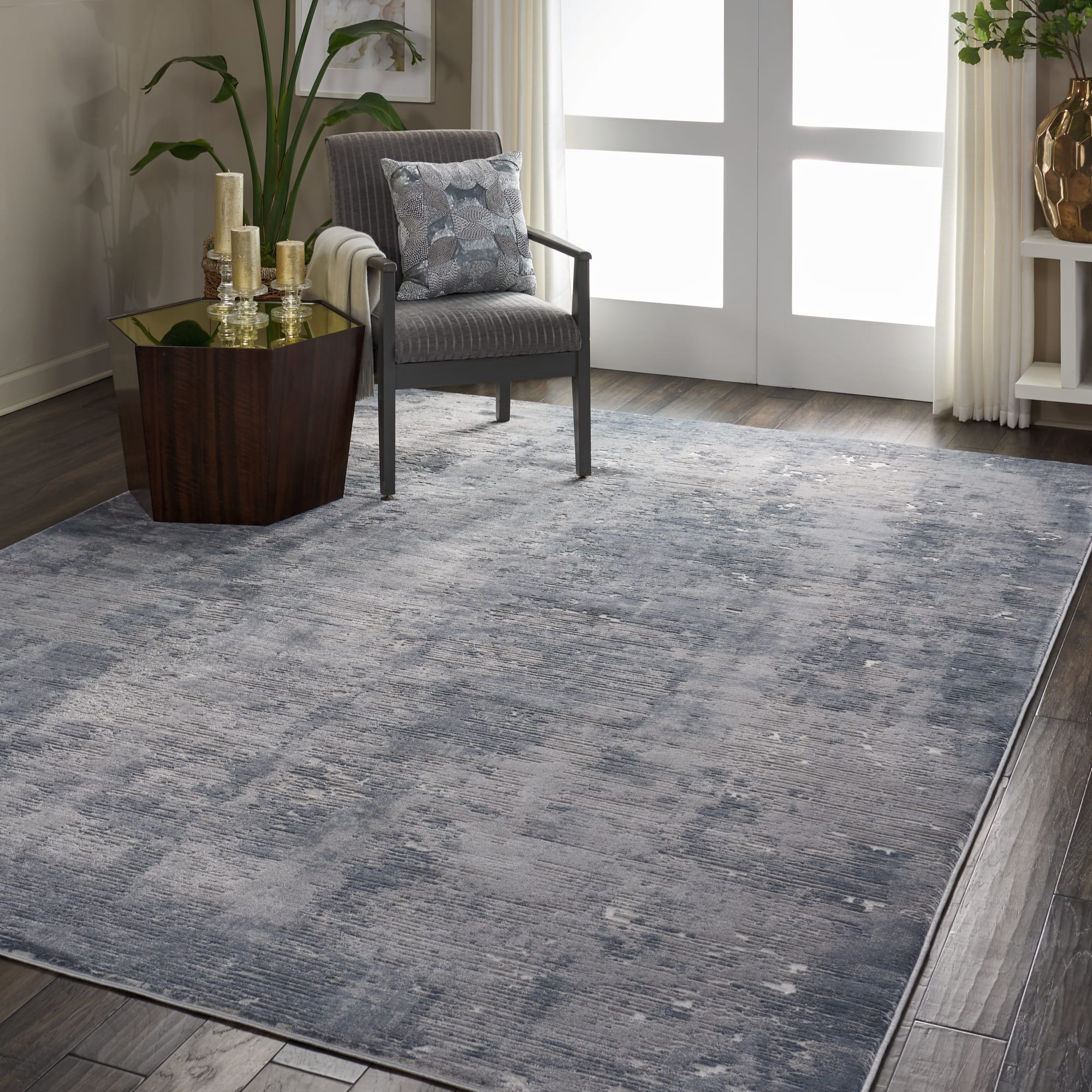Nourison Rustic Textures RUS05 Dark Grey Large Rug 221x160cm - CLEARANCE